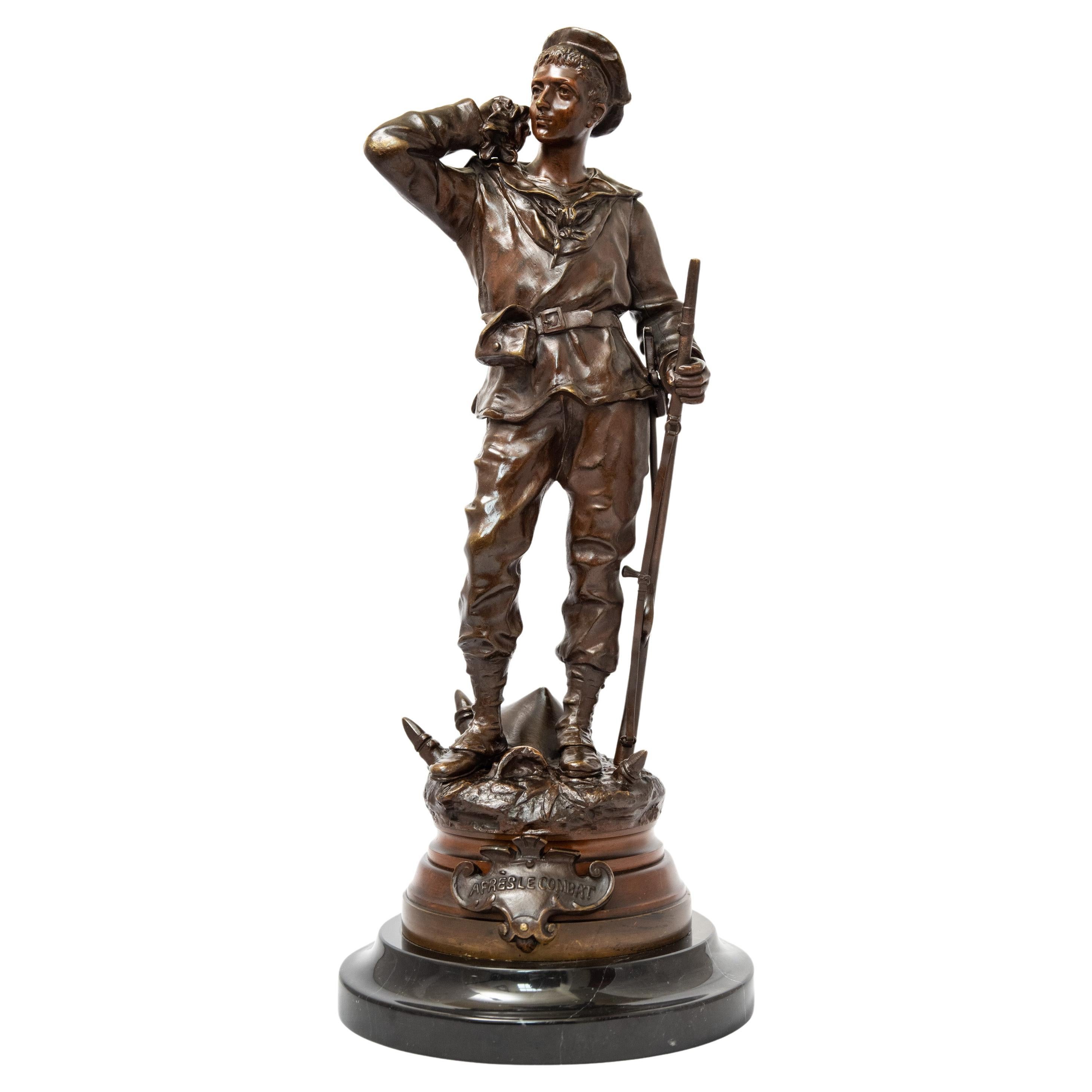 A Patinated Bronze Figure of a Marine, after the original by Charles Anfrie For Sale