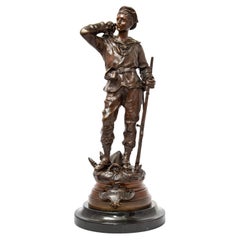 Antique A Patinated Bronze Figure of a Marine, after the original by Charles Anfrie