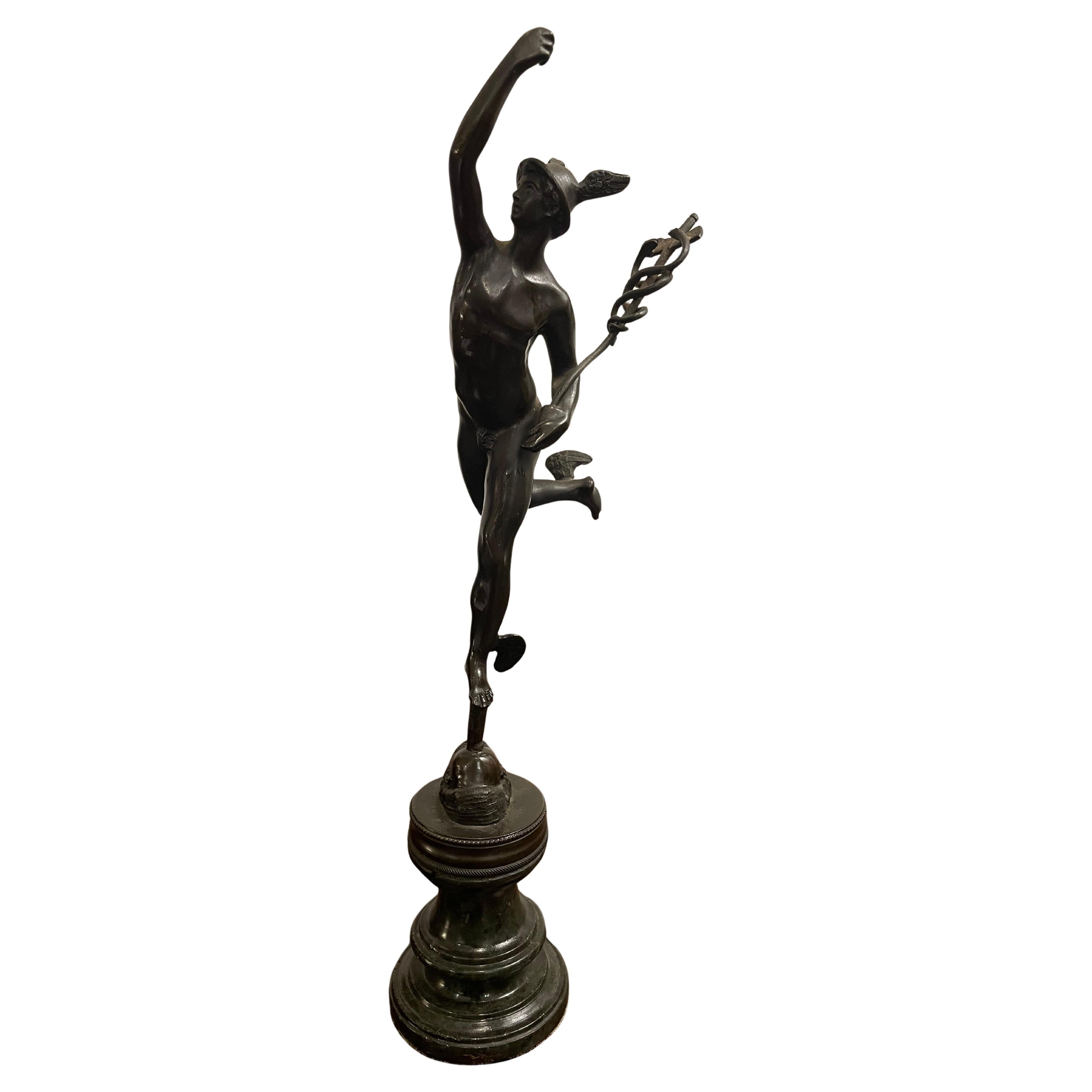 Figura di Mercurio in bronzo patinato, fine XIX secolo