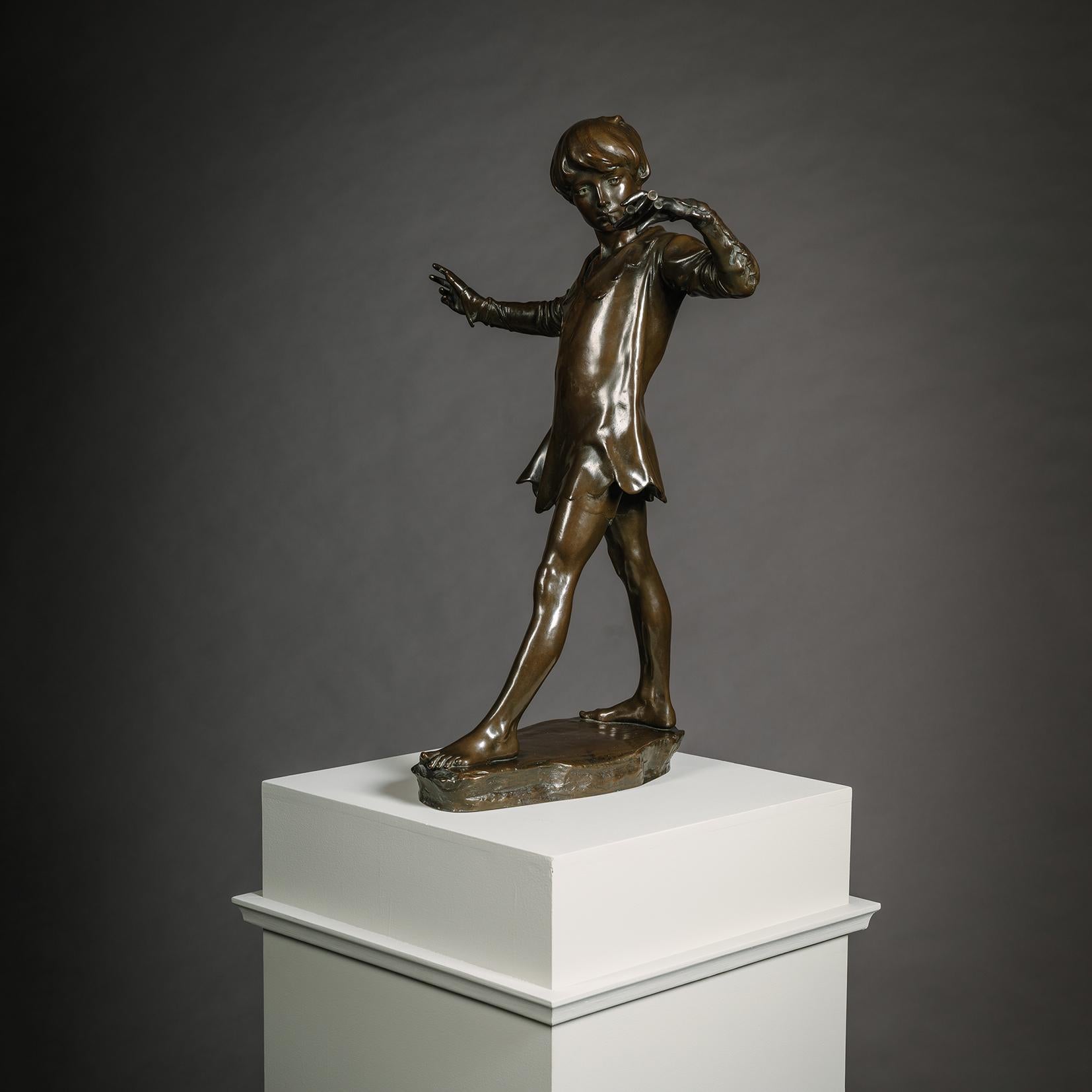 Inglese Figura in bronzo patinato di 'Peters Pan', di Sir George James Frampton in vendita