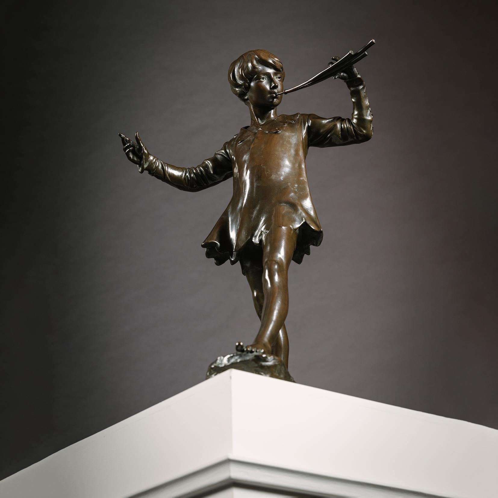 Bronzo Figura in bronzo patinato di 'Peters Pan', di Sir George James Frampton in vendita