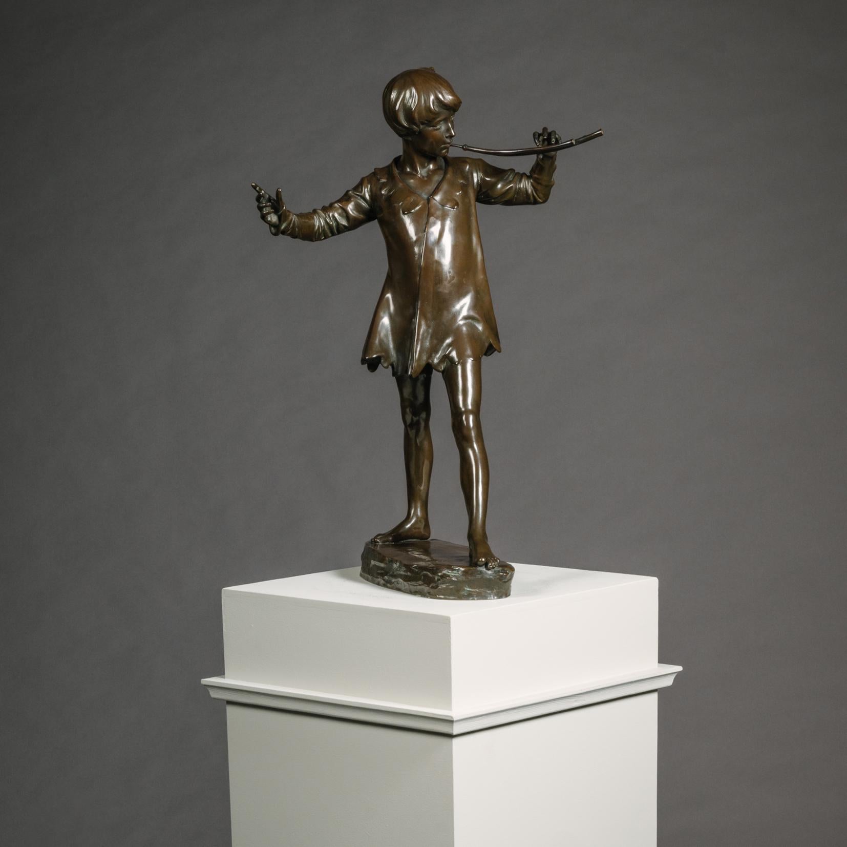 Figura in bronzo patinato di 'Peters Pan', di Sir George James Frampton in vendita 1
