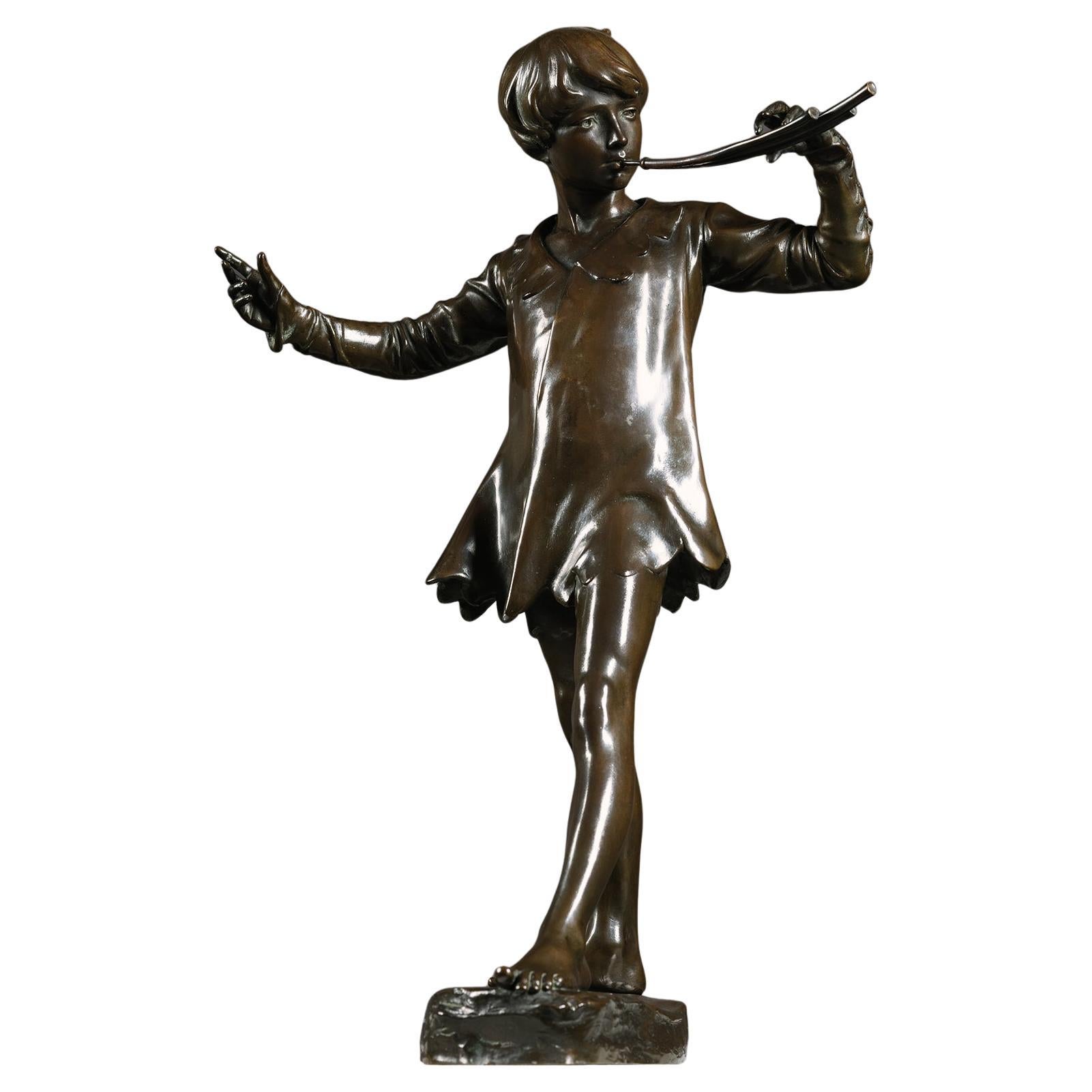 Figura de bronce patinado de "Peter Pan", por sir George James Frampton