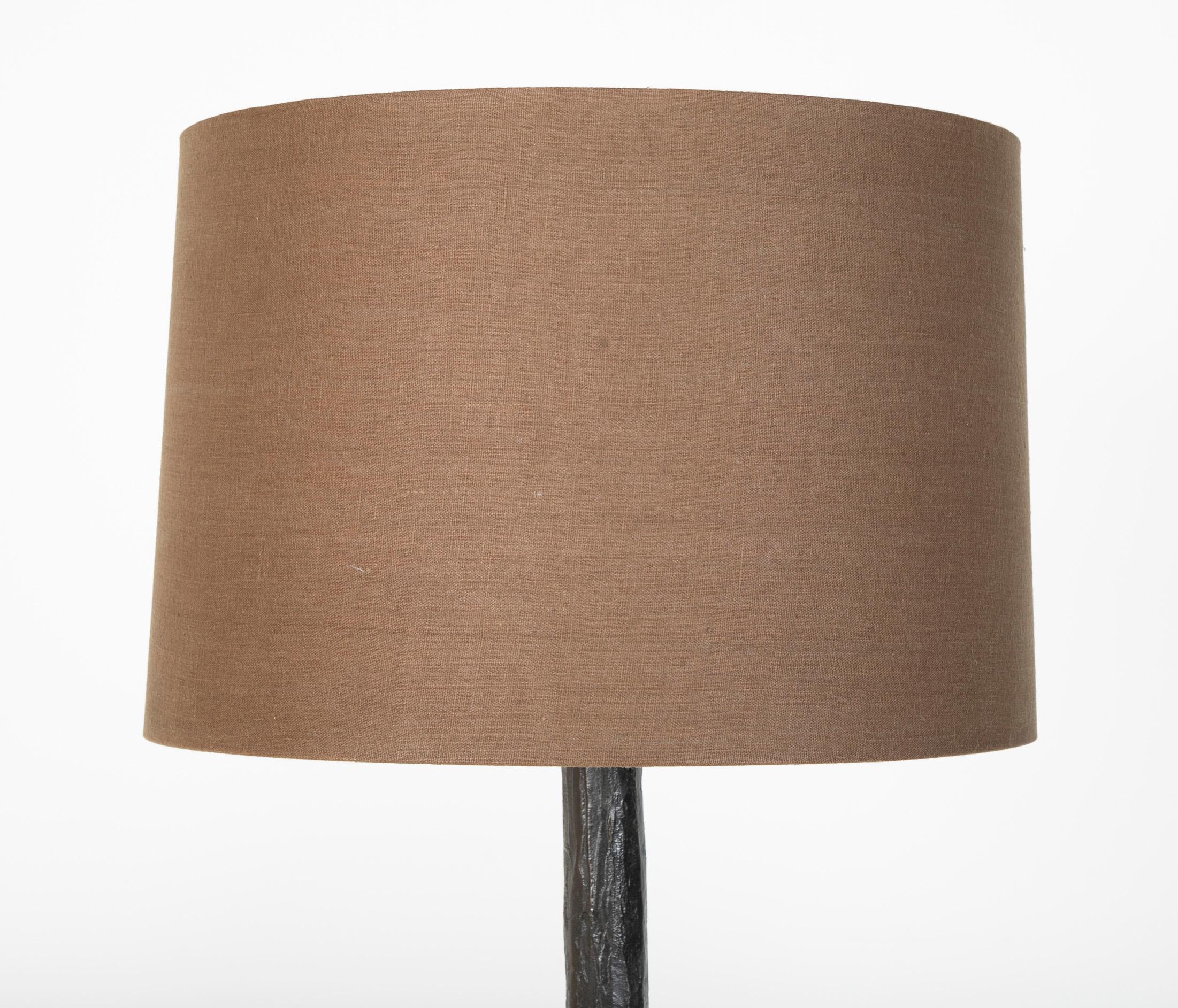 Giacommeti style floor lamp in patinated bronze. Designed by Michael Schaible and Robert Bray.