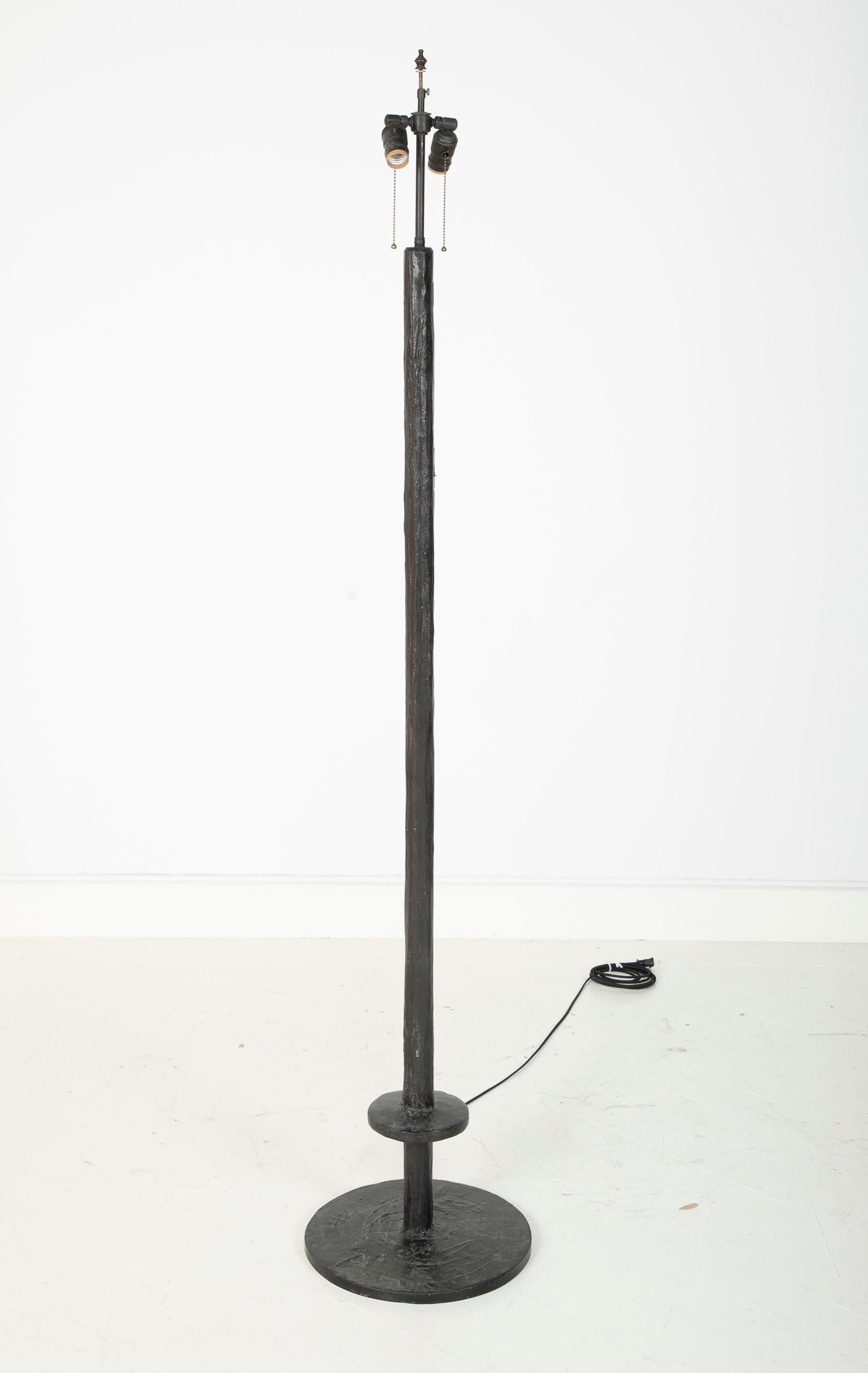 American Patinated Bronze Floor Lamp in the Manner of Giacommeti