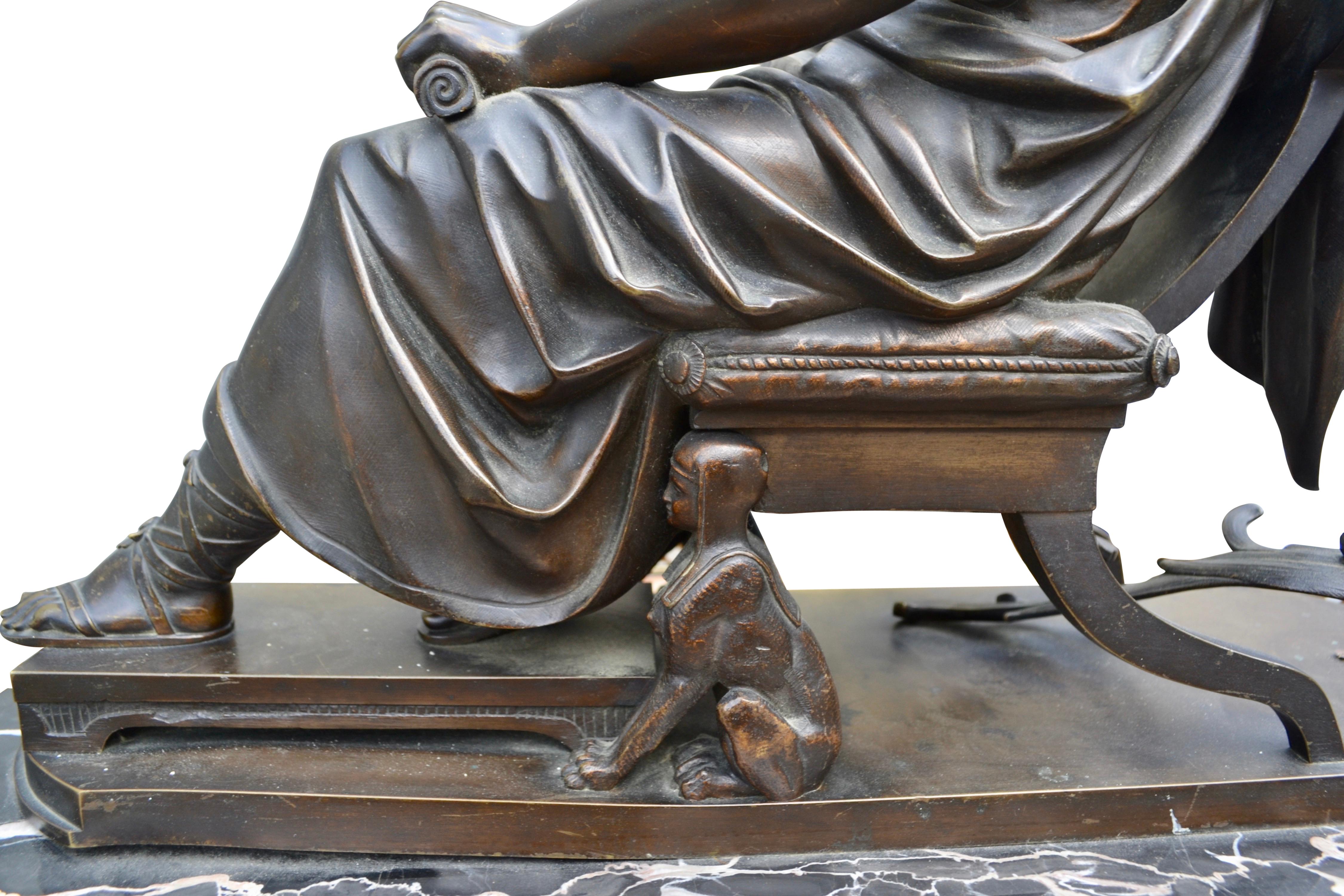 Patinated Bronze Grand Tour Statue of a Seated Roman Senator or Philosopher 1