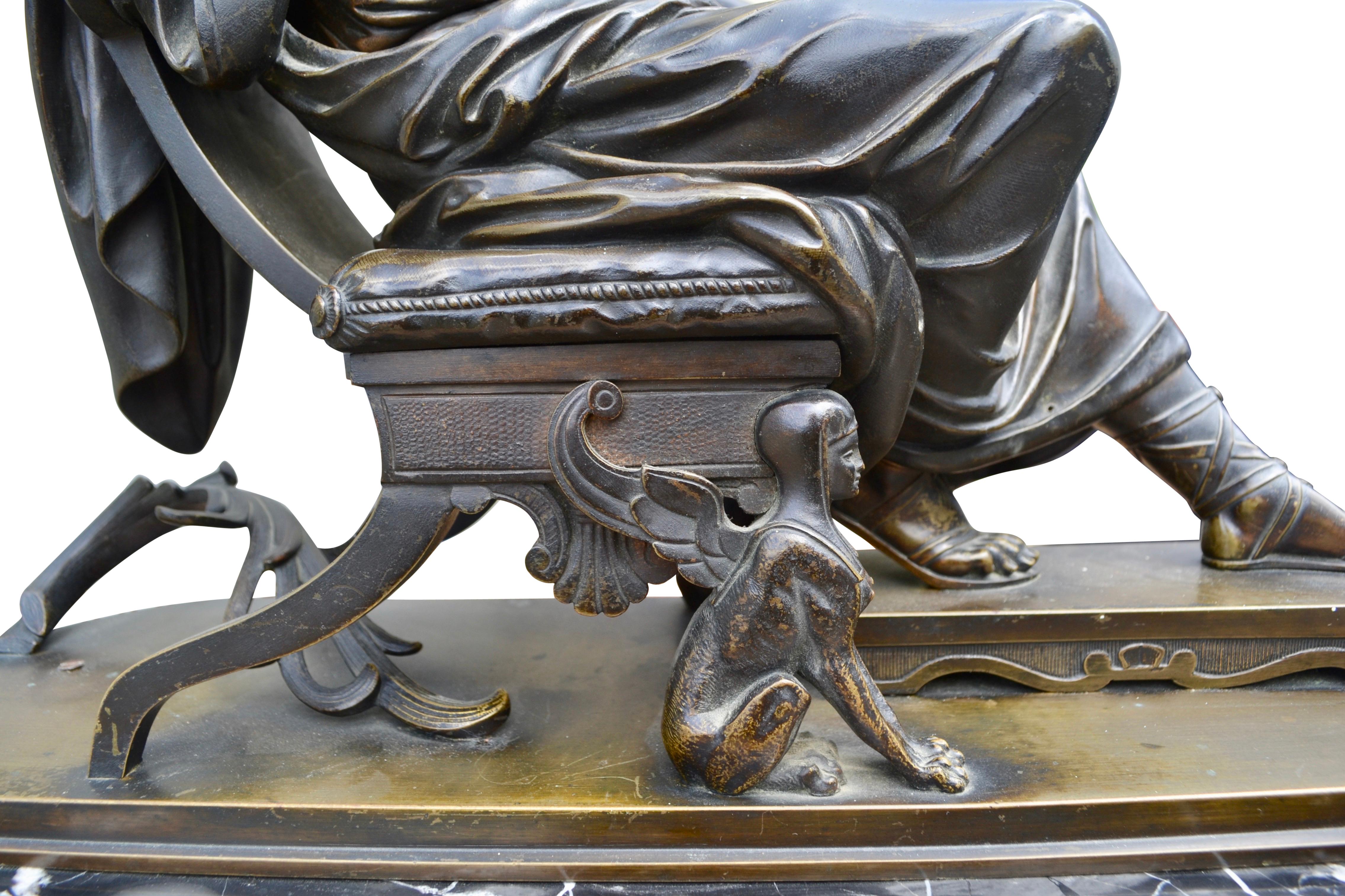 Patinated Bronze Grand Tour Statue of a Seated Roman Senator or Philosopher 2