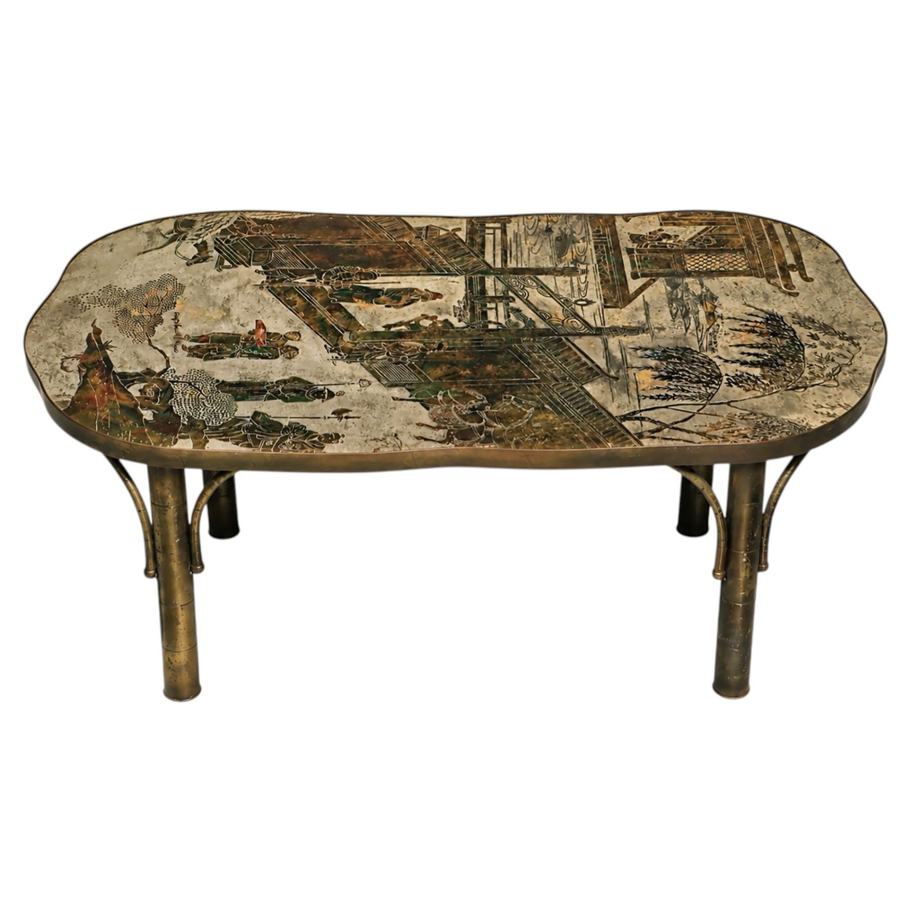 A patinated bronze LaVerne coffee table For Sale
