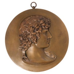 Plaque en bronze patiné représentant Antinous