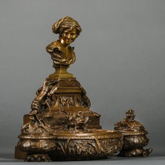A Patinated Bronze Sculptural Inkwell By Jean-Baptiste Carpeaux