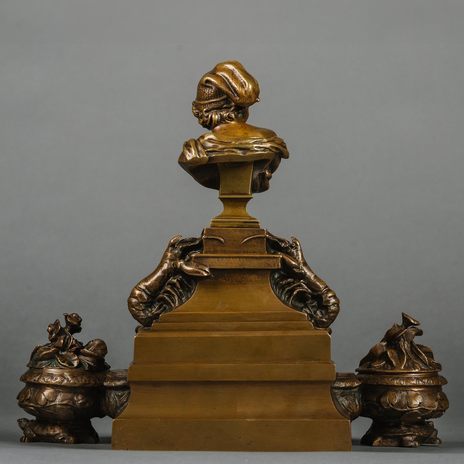 Tintero escultórico de bronce patinado de Jean-Baptiste Carpeaux Patinado en venta