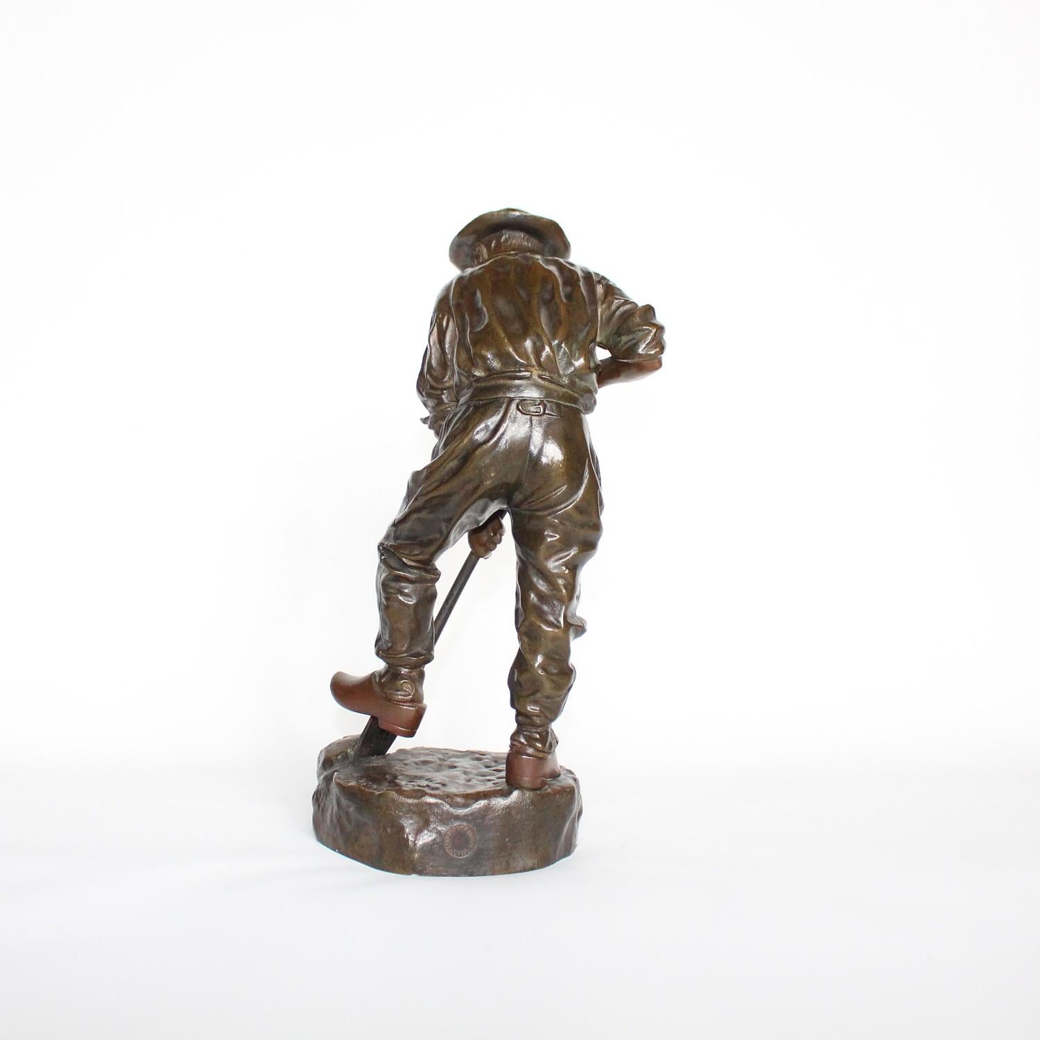 Art nouveau Sculpture en bronze patiné de Jean Garnier, signée J. Garner sur la base, vers 1890