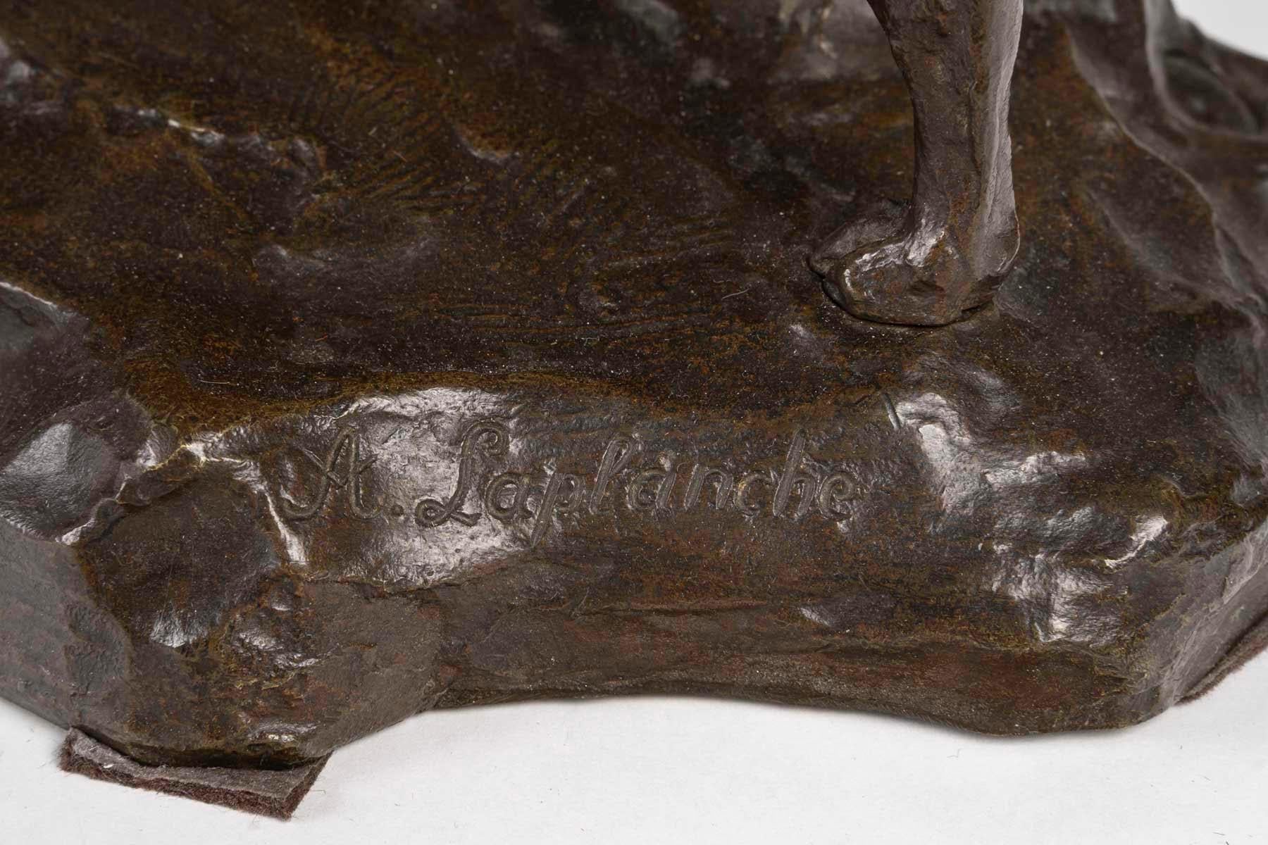 Scultura in bronzo patinato con cervo e cani da caccia, XIX secolo. in vendita 3