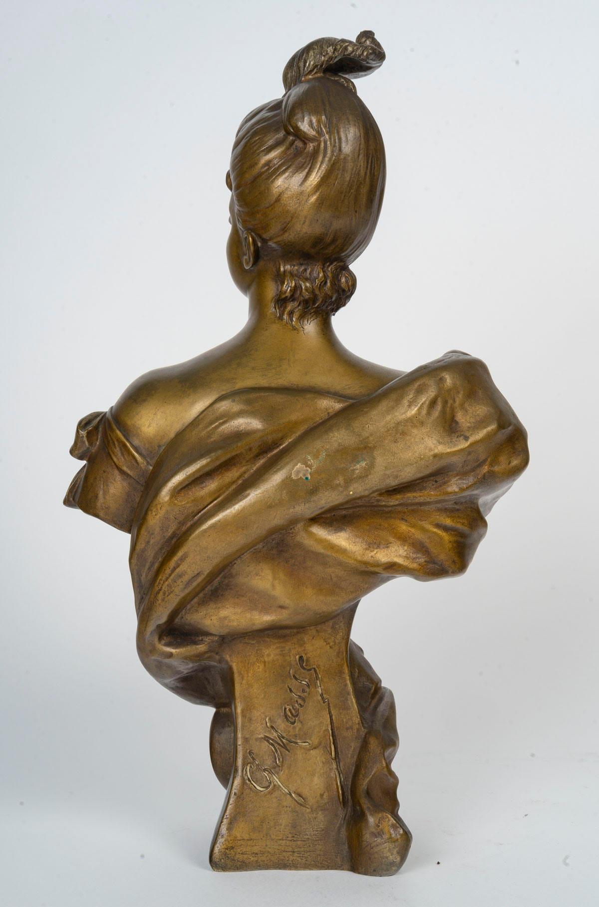 XIX secolo Scultura di donna in bronzo patinato di René Charles Masse, Napoleone III. in vendita