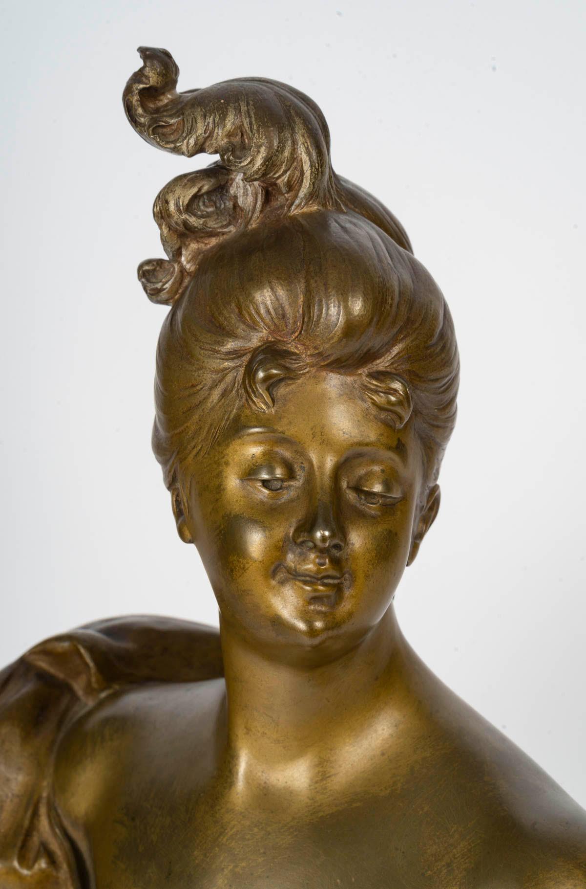 Scultura di donna in bronzo patinato di René Charles Masse, Napoleone III. in vendita 2