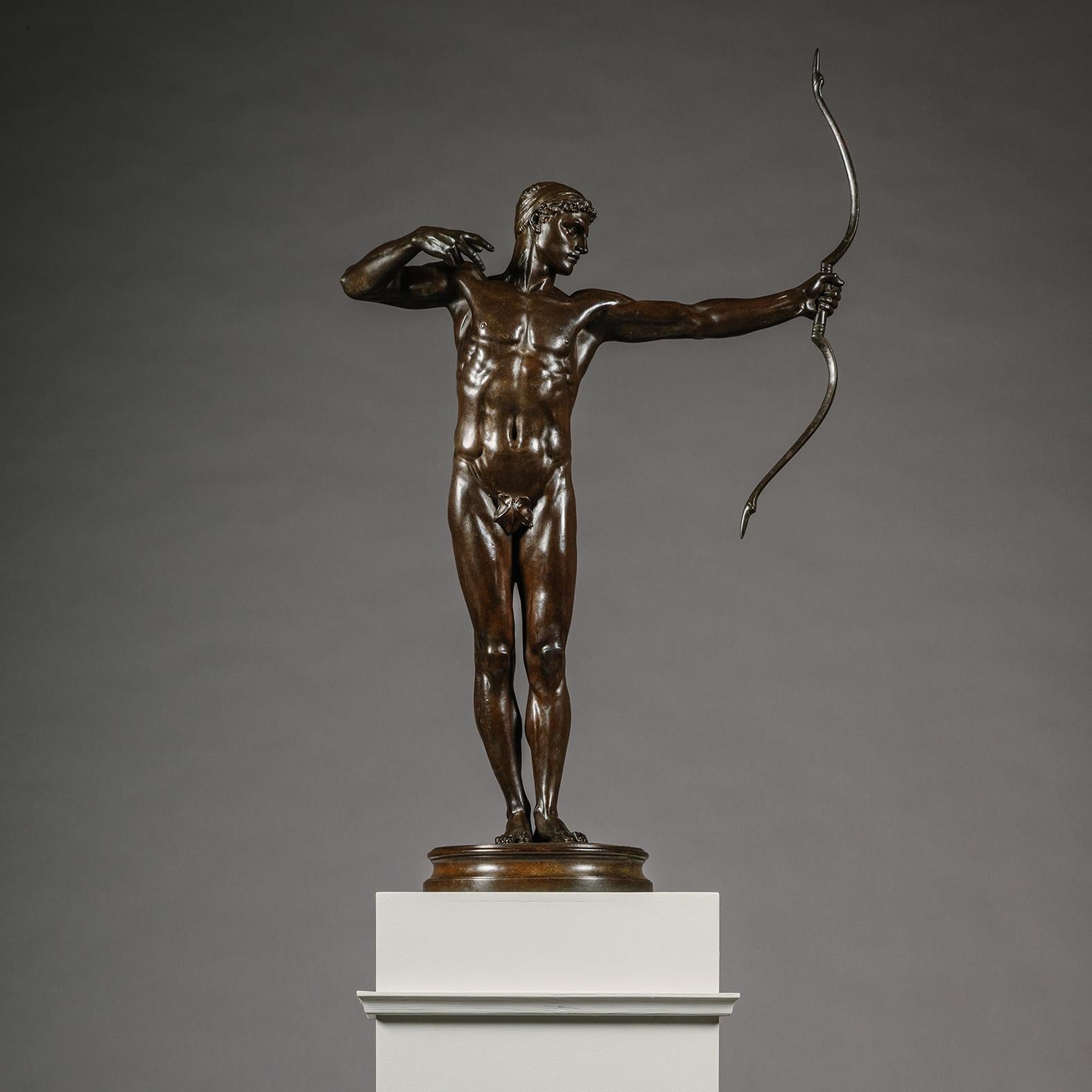 Estatua de bronce patinado de Teucro, por Sir William Hamo Thornycroft Inglés en venta