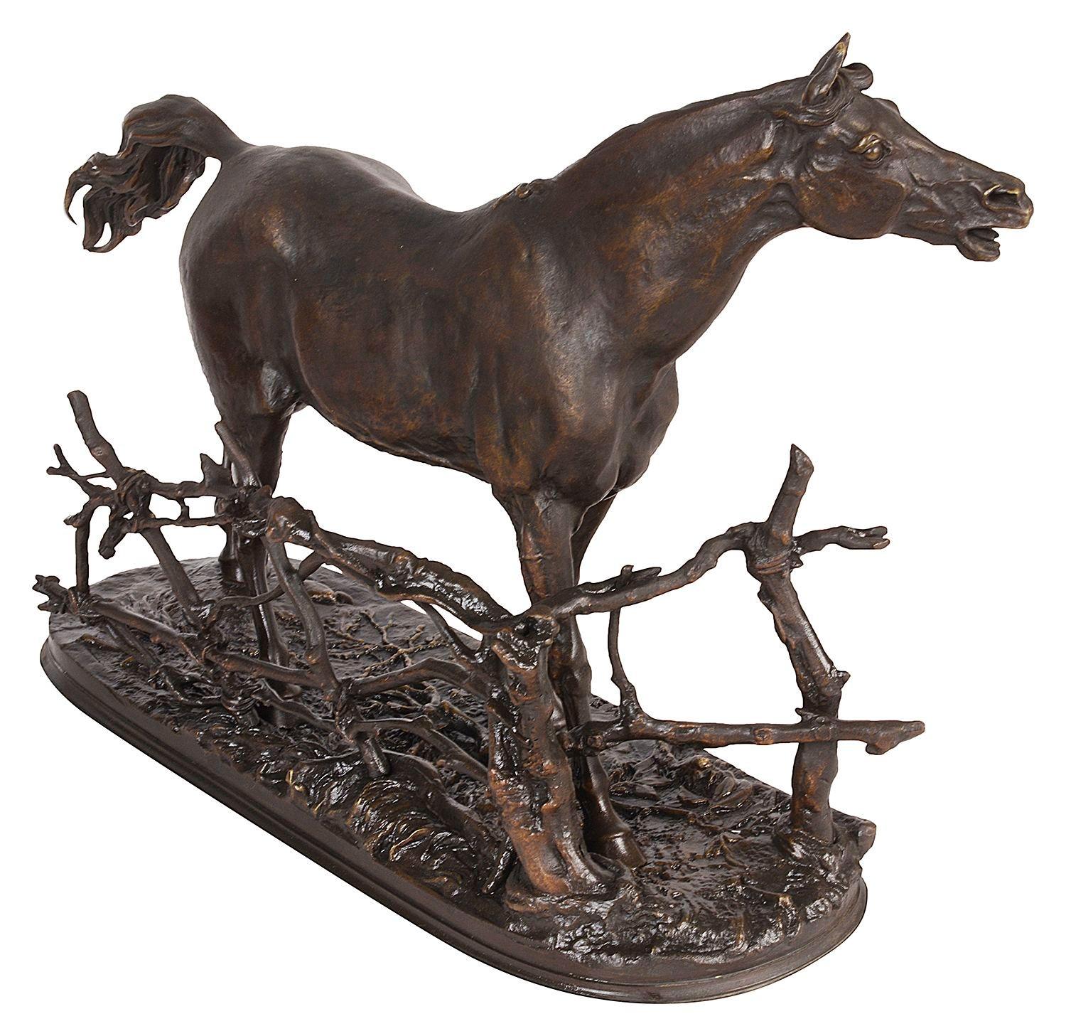 XIXe siècle Étude d'un cheval en bronze patiné signée P J Mene en vente