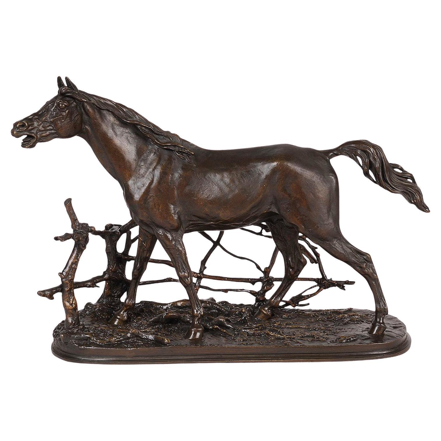 Patinated Bronze Study of a Horse Signed P J Mene