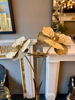 Patinated Italian Brass Flower Floor Lamp