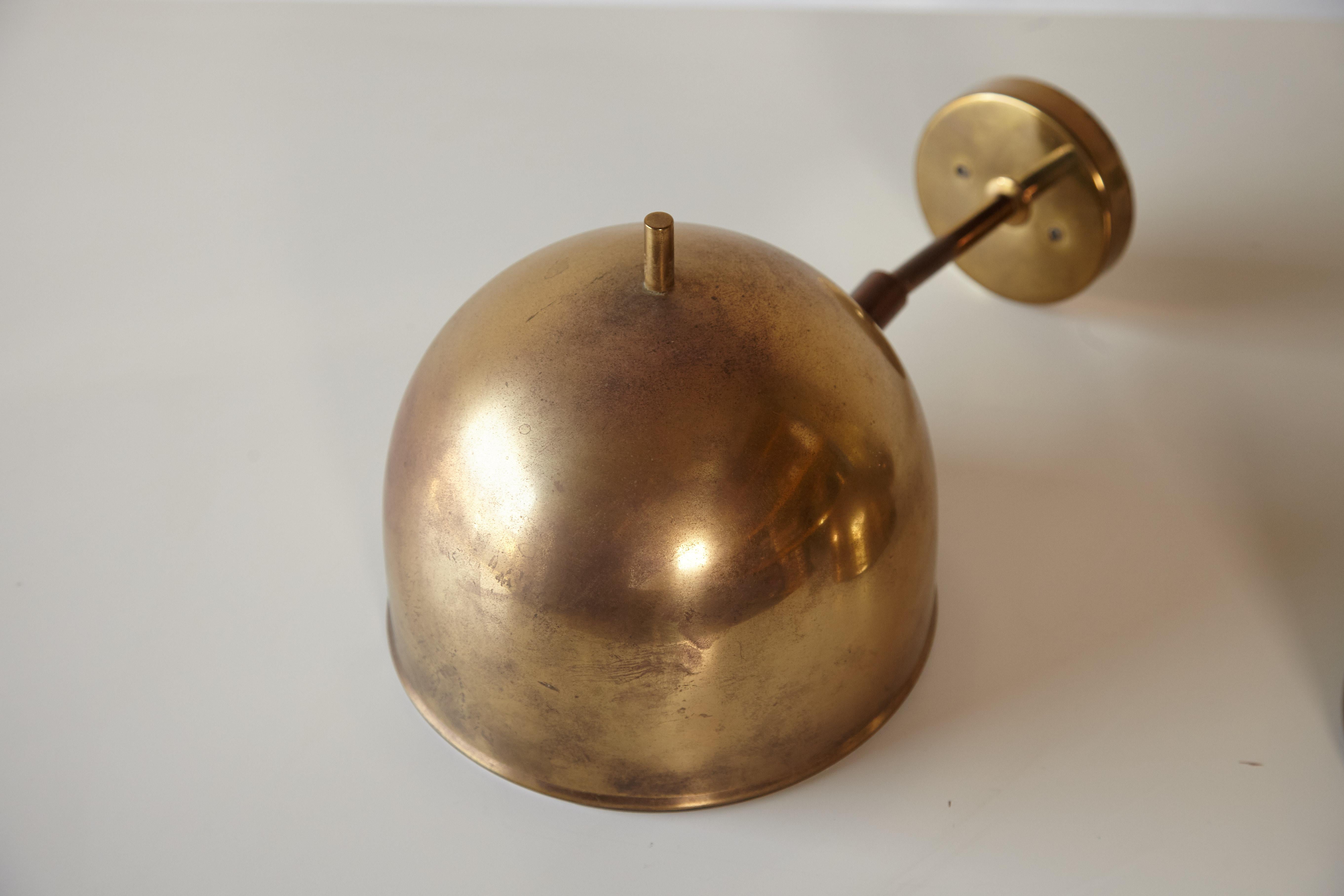 20th Century Patinated Pair of Brass Wall Lamps, Model G-075, Bergboms, Sweden, 1960s