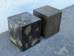 A Patinated Steel Cube Pedestal Custom Made