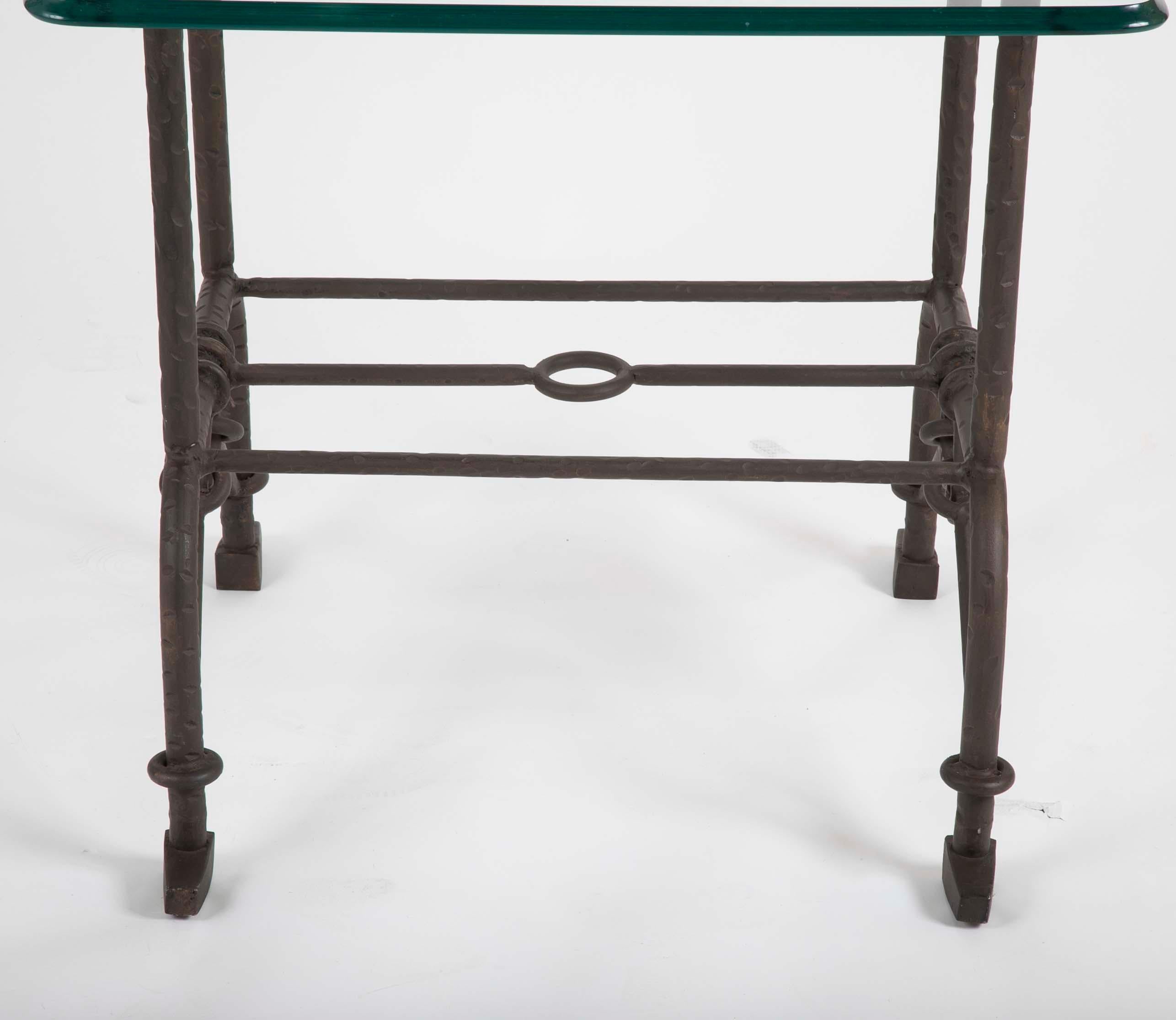 Modern Patinated Steel Side Table in the Style of Giacometti