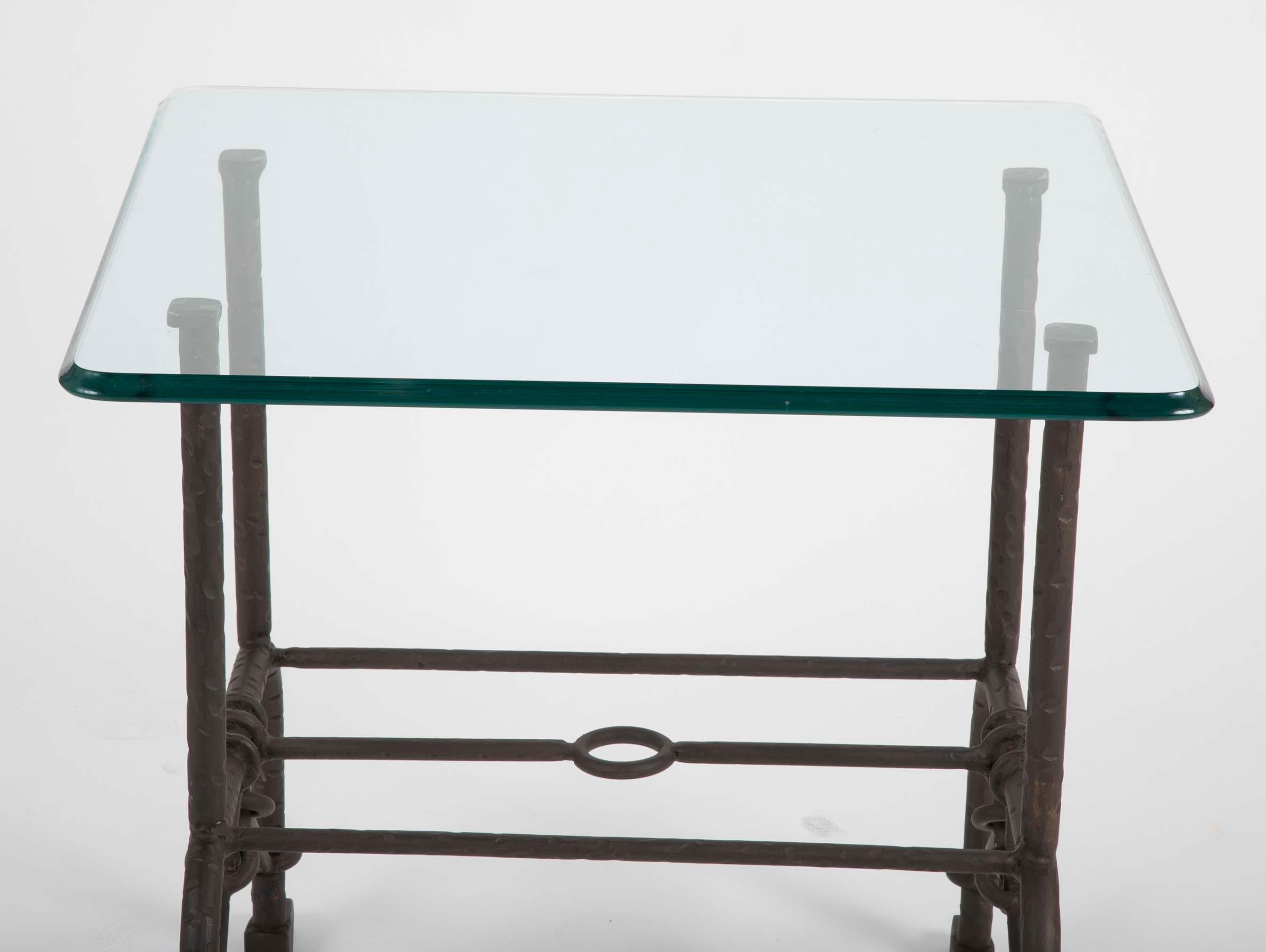 American Patinated Steel Side Table in the Style of Giacometti