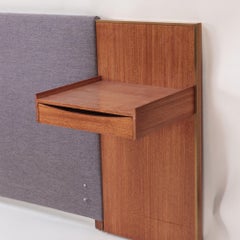 Paul McCobb for Calvin Irwin Upholstered King Size bed Teak Headboard, C 1950