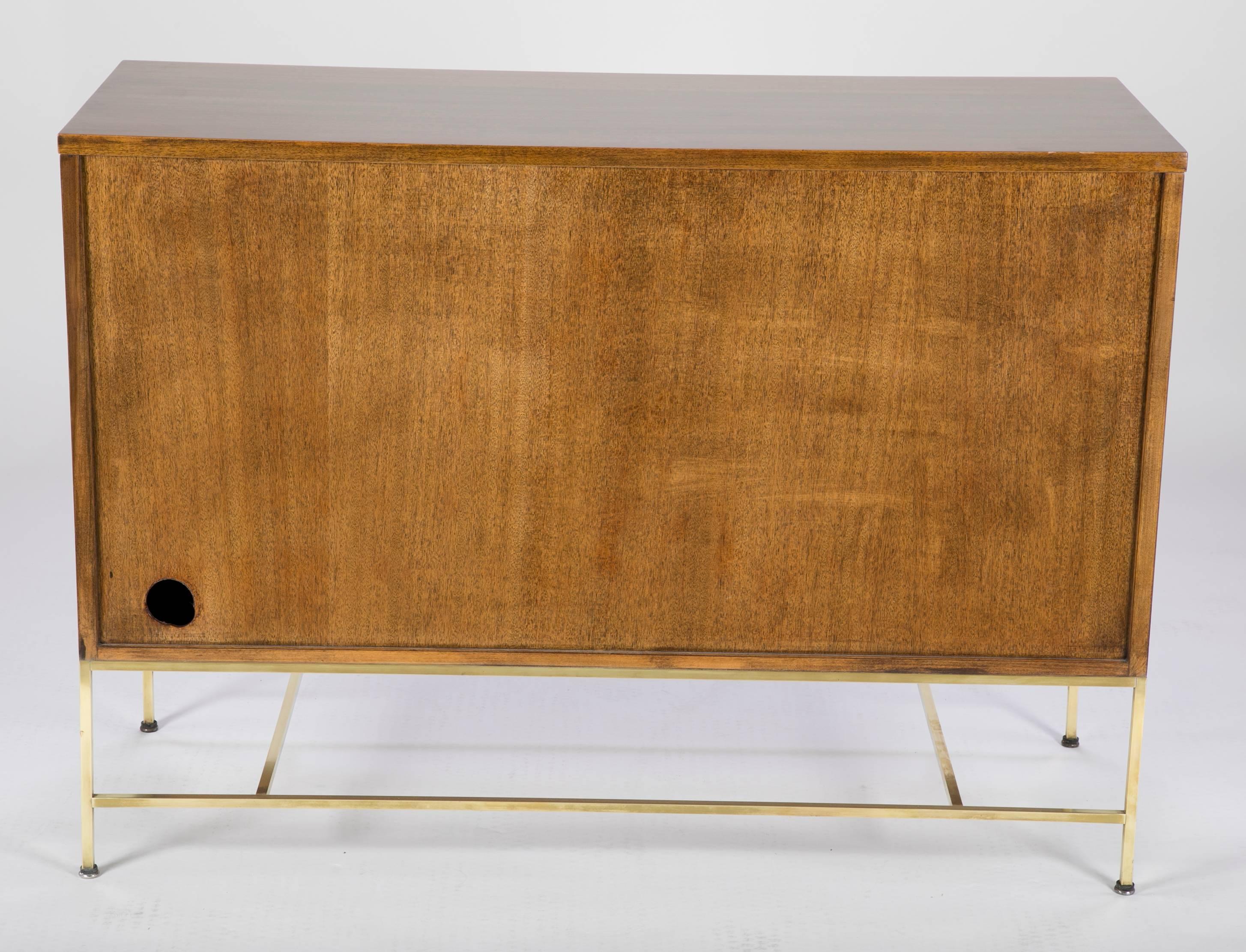 Paul McCobb Walnut Sideboard with Square Tubular Brass Base 4