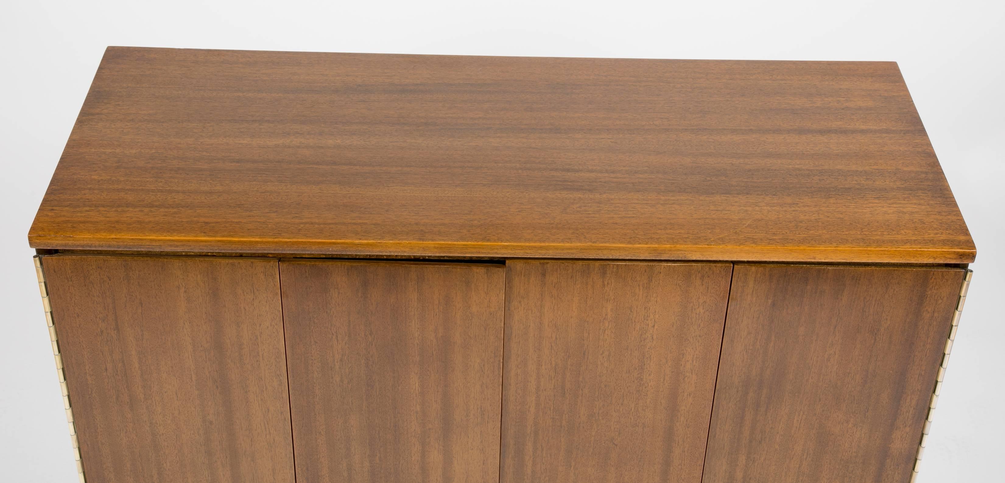 Paul McCobb Walnut Sideboard with Square Tubular Brass Base 2