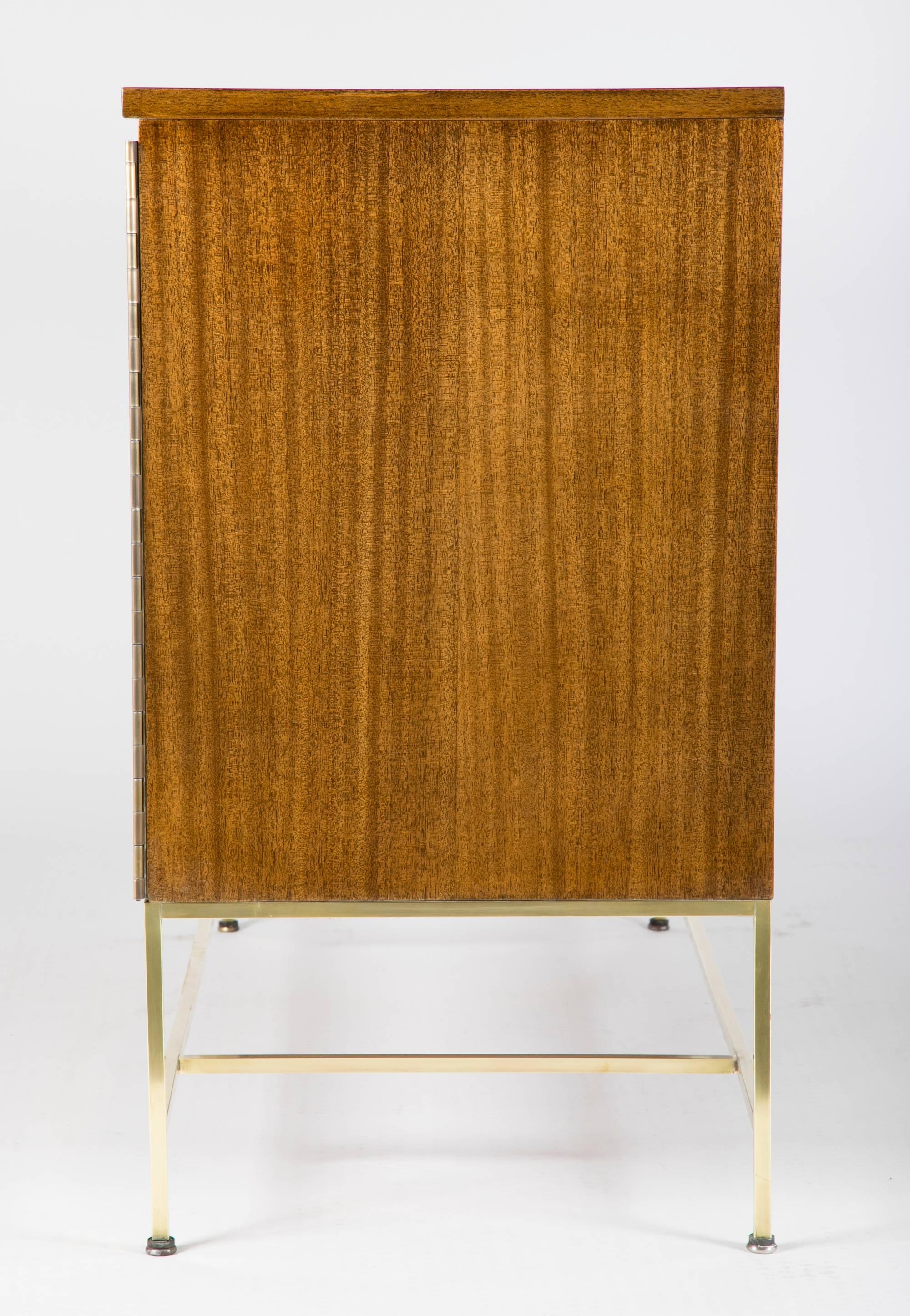 Paul McCobb Walnut Sideboard with Square Tubular Brass Base 3