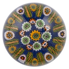 Paul Ysart Zwölf Aventurin Speichen konzentrische Millefiori Briefbeschwerer, um 1950