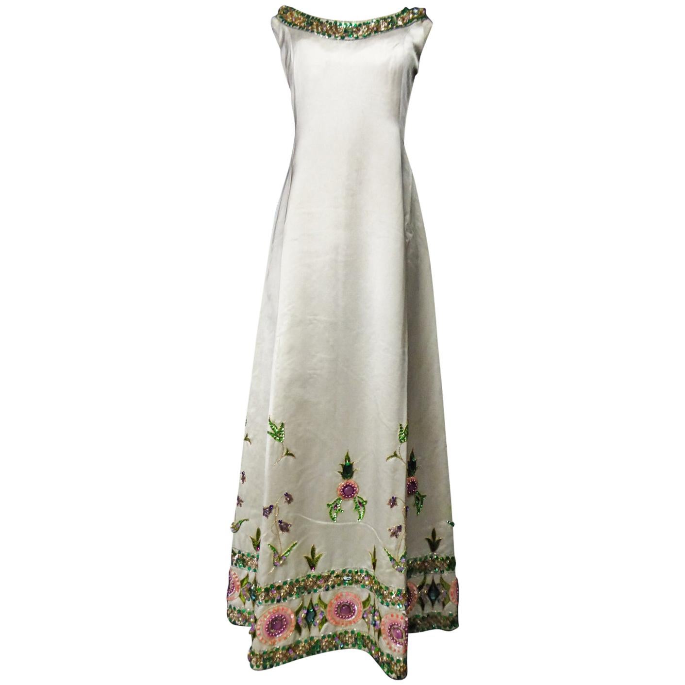 A Paulette Buraud Spangled and Embroidered French Ceremony Dress Circa 1968