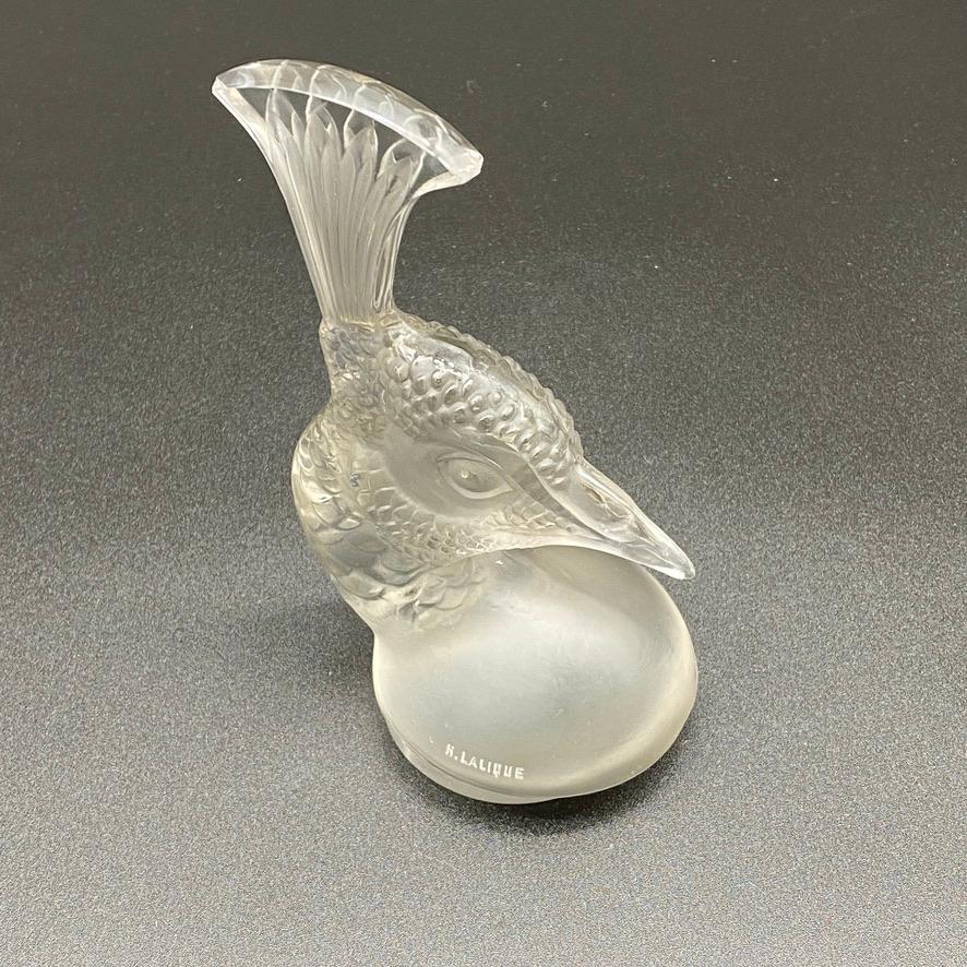 Peacock Head Mascot by R.Lalique in Glass 6