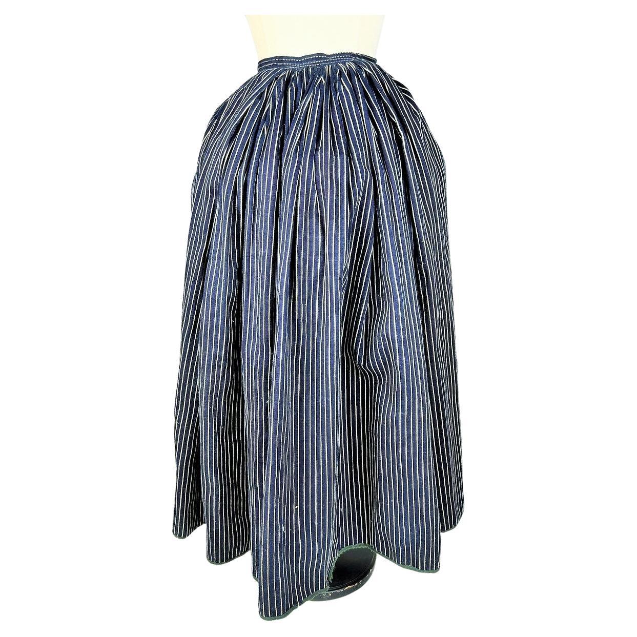 A Peasant French Cotton Indigo working skirt - 19th century For Sale