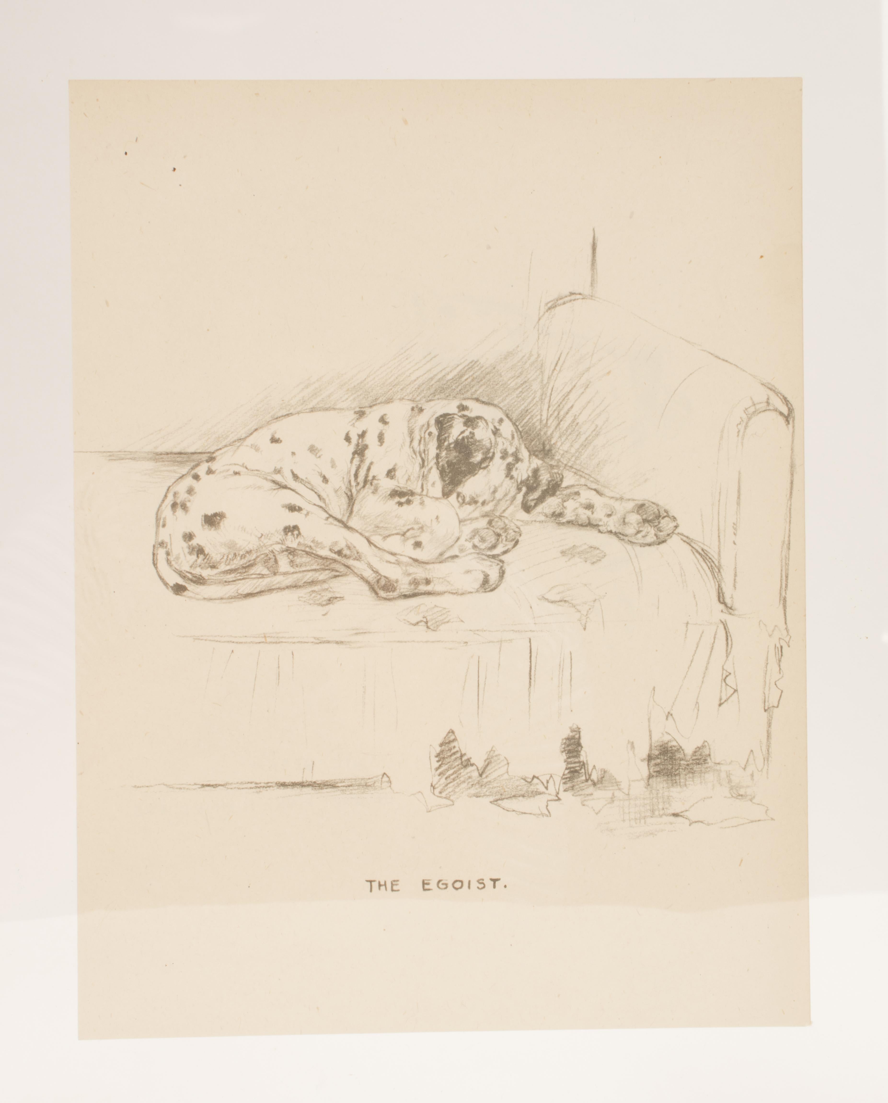 American Pencil Drawing Depicting a Dalmatian Dog, USA, 1940 For Sale