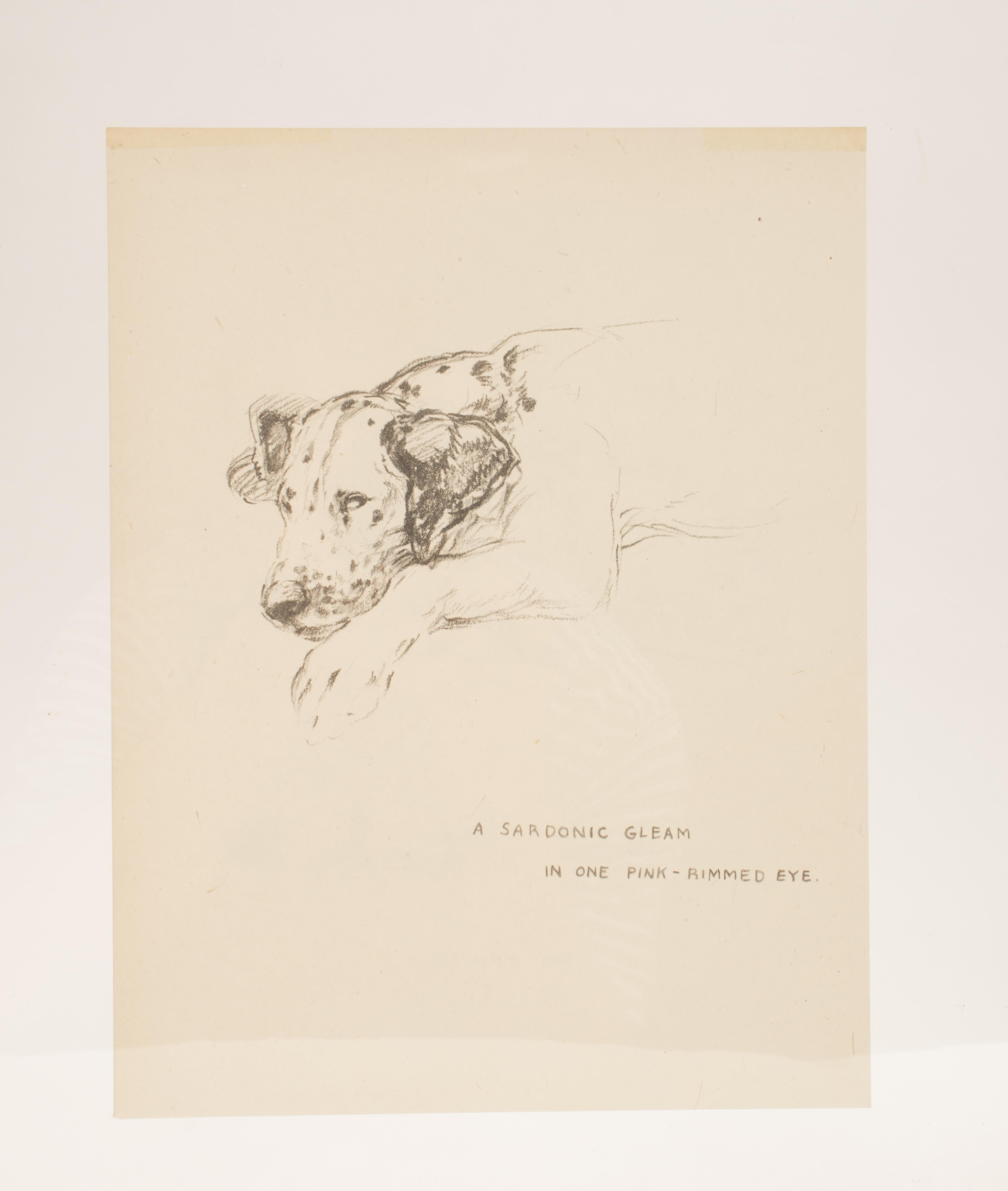 Hand-Painted Pencil Drawing Depicting a Dalmatian Dog, USA, 1940 For Sale