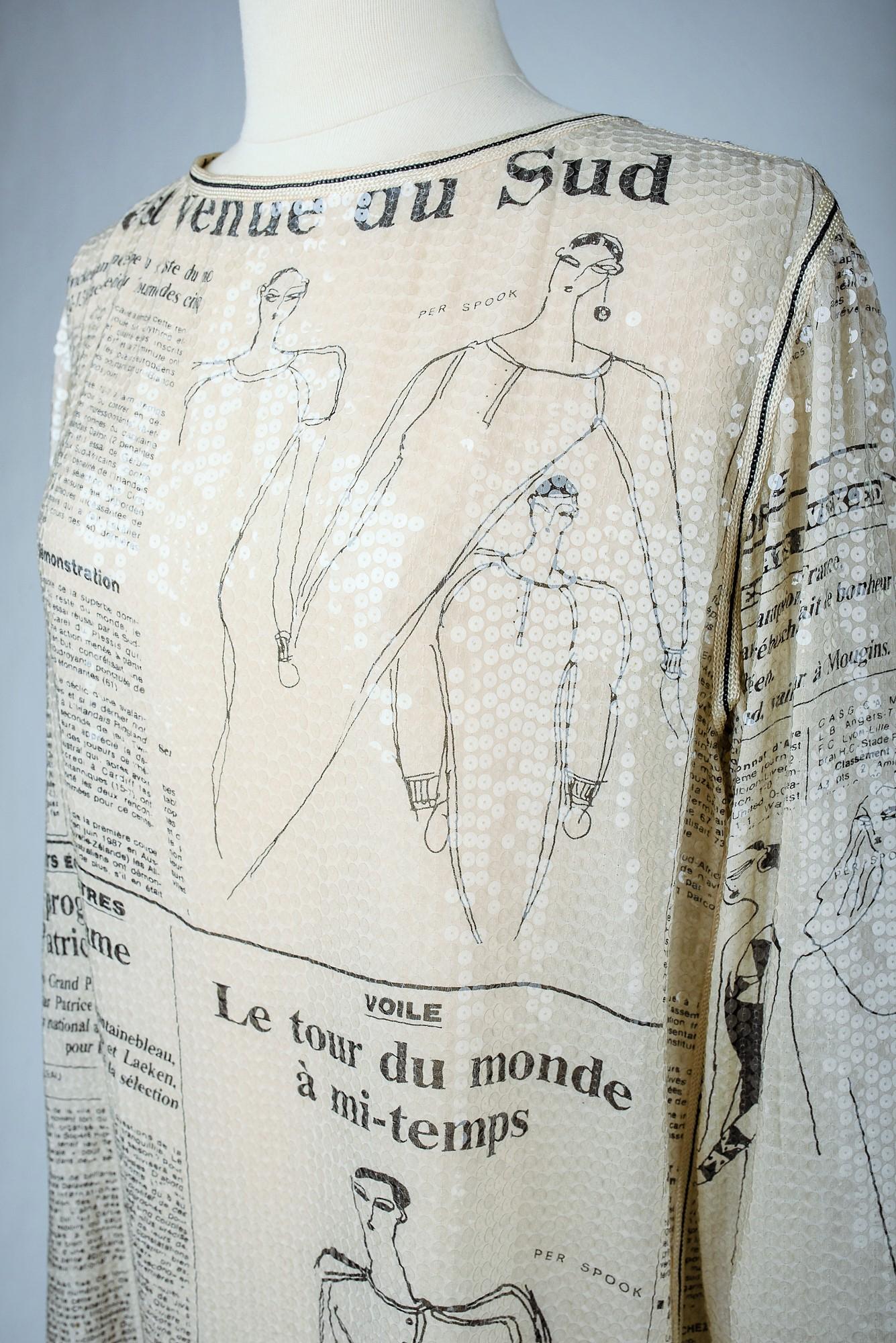 Beige A Per Spook Tunic sequin dress -Jeanne Moreau's wardrobe - Fall-Winter 1987-1988