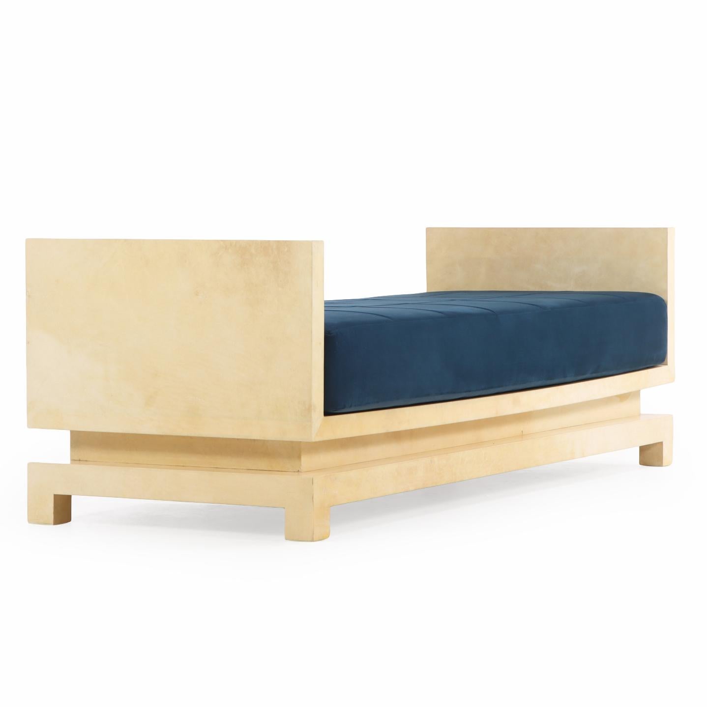 Mid-Century Modern A Pergamino Parchment Covered Daybed / Bench. For Sale