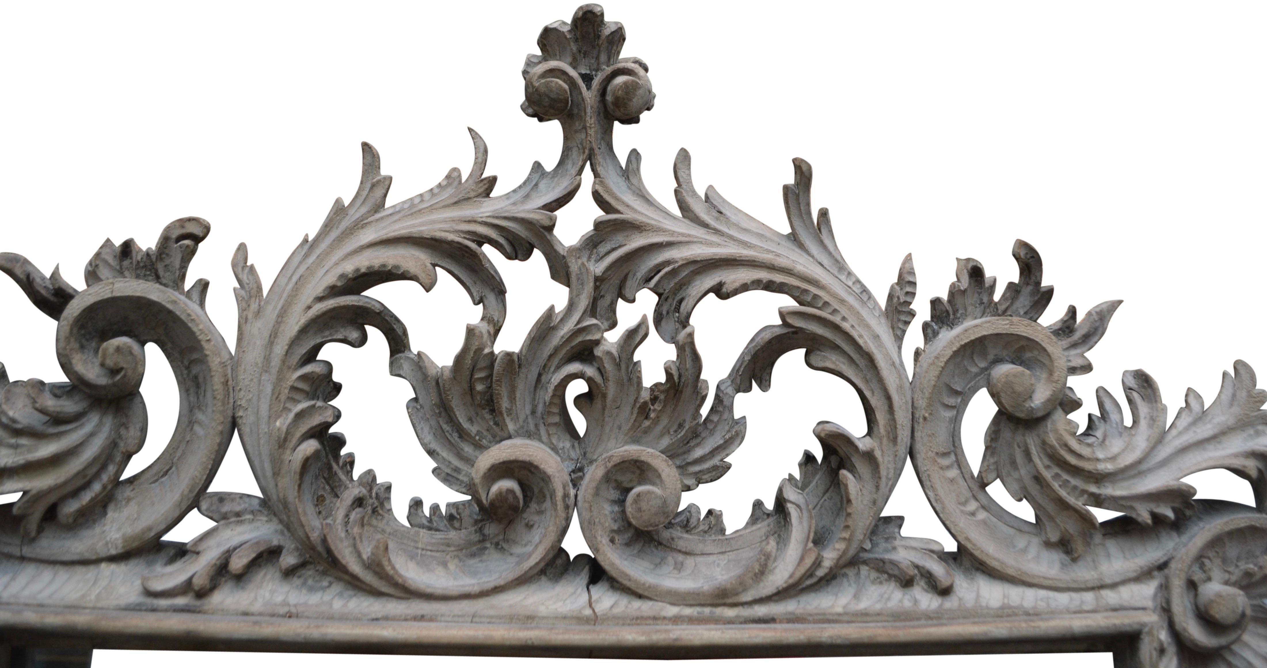 Pine Period 18th Century Chippendale Carved and Painted Mirror