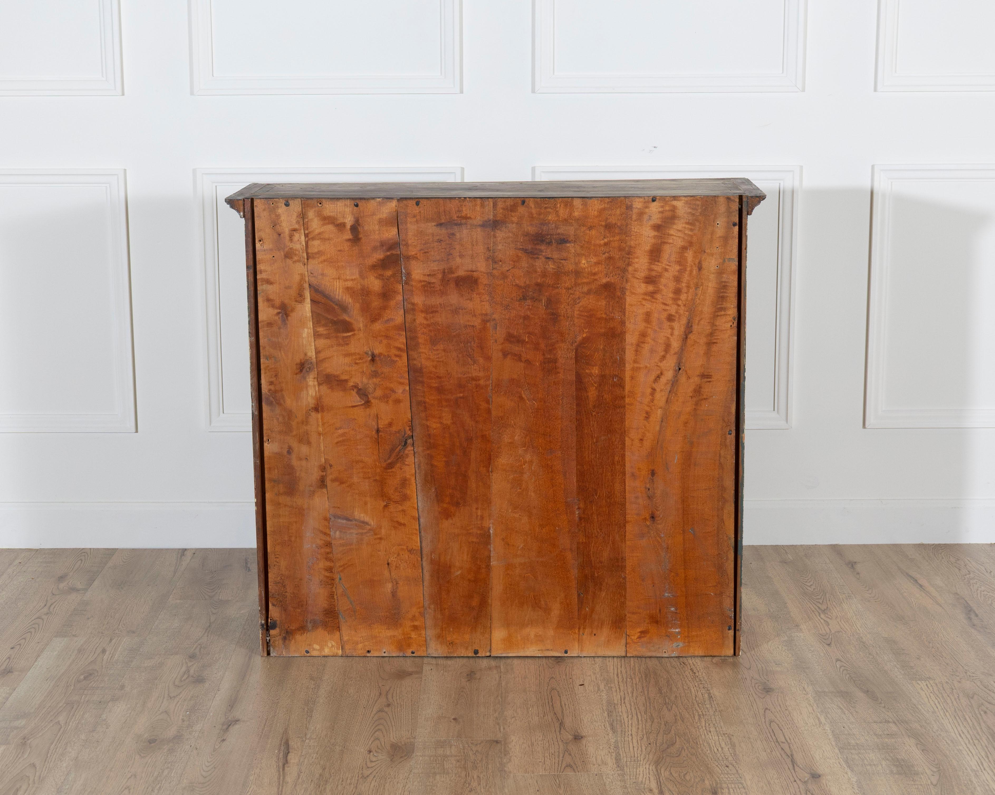 19th Century A period gustavian wall cabinet with glossed doors scraped to original paint For Sale