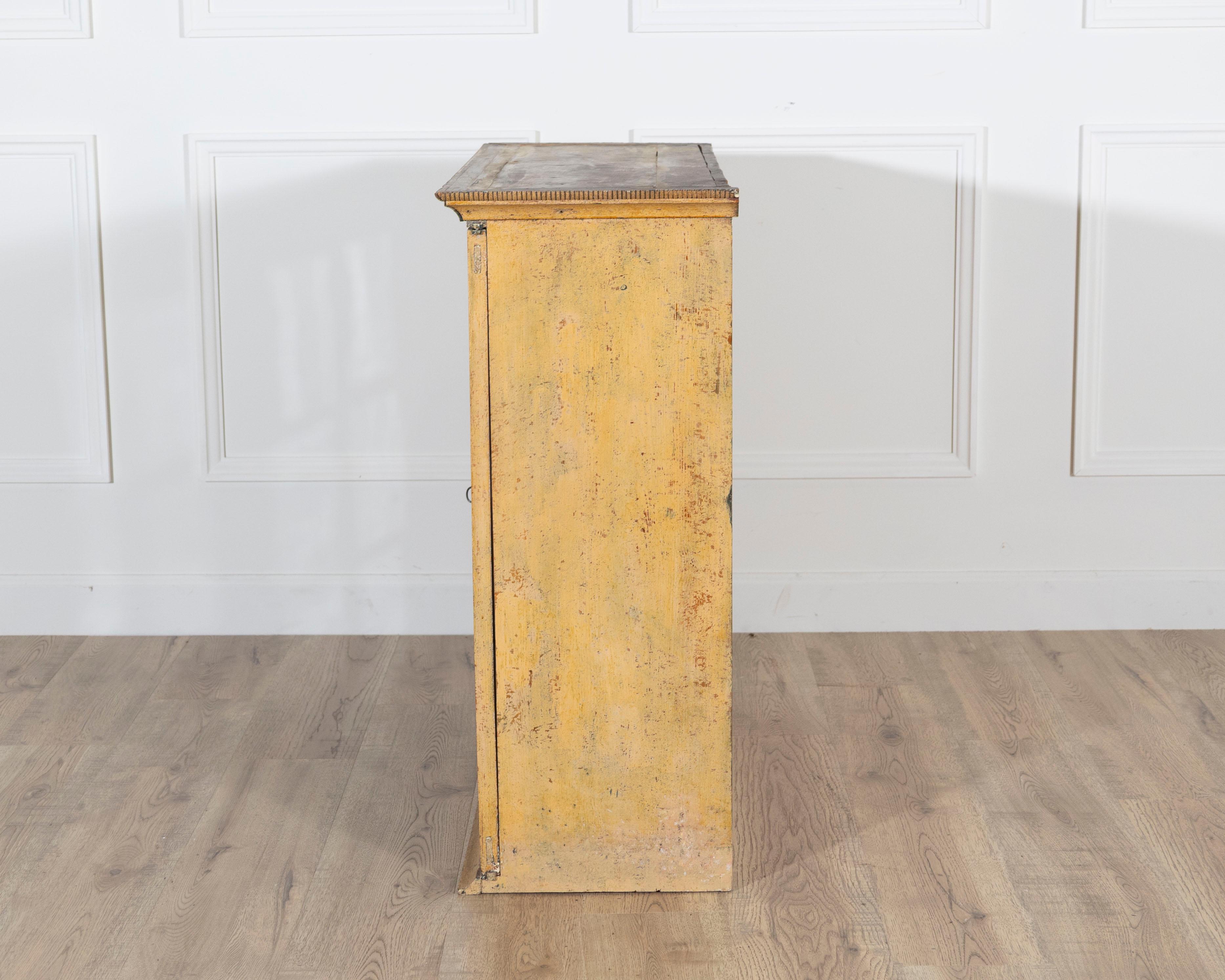 Glass A period gustavian wall cabinet with glossed doors scraped to original paint For Sale