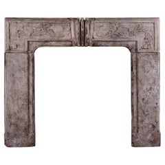 Antique Period Queen Anne Stone Fireplace