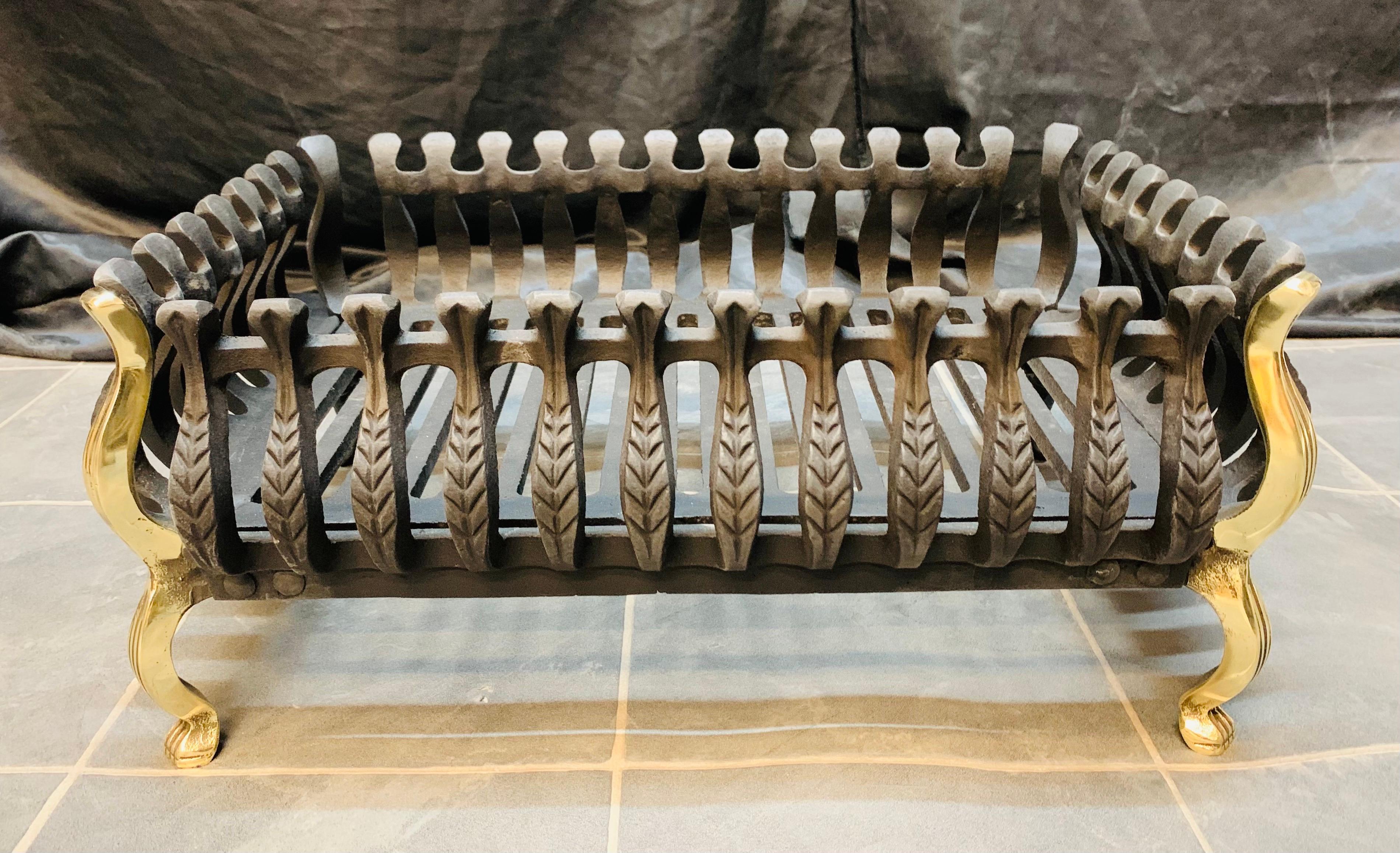 Period Style Cast Iron and Brass Fire Grate at 1stDibs