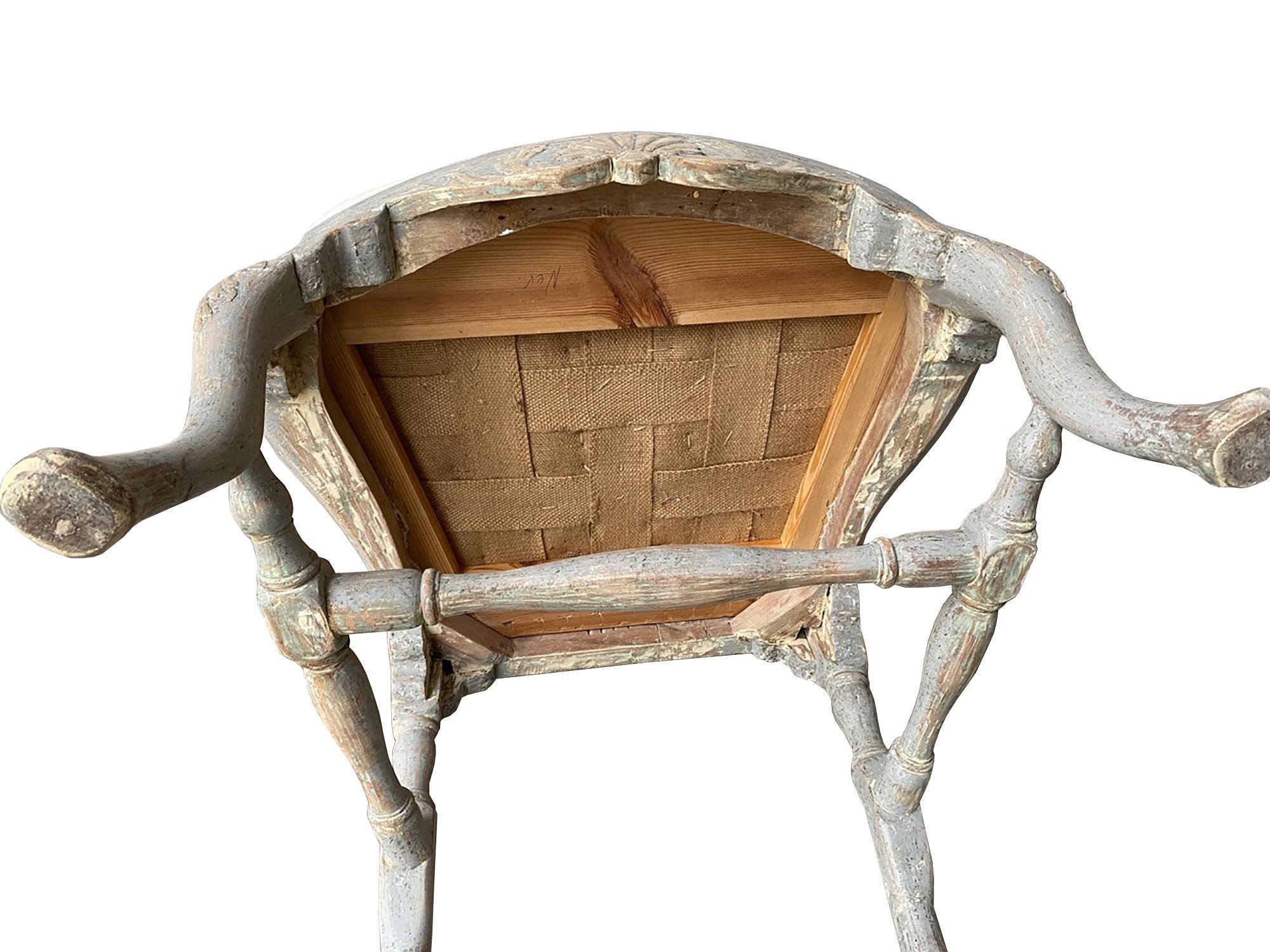 Period Swedish Rococo Armchair For Sale 1