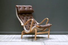 Pernilla Leather Lounge Chair by Bruno Mathsson for DUX
