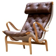 Pernilla Leather Lounge Chair by Bruno Mathsson for DUX