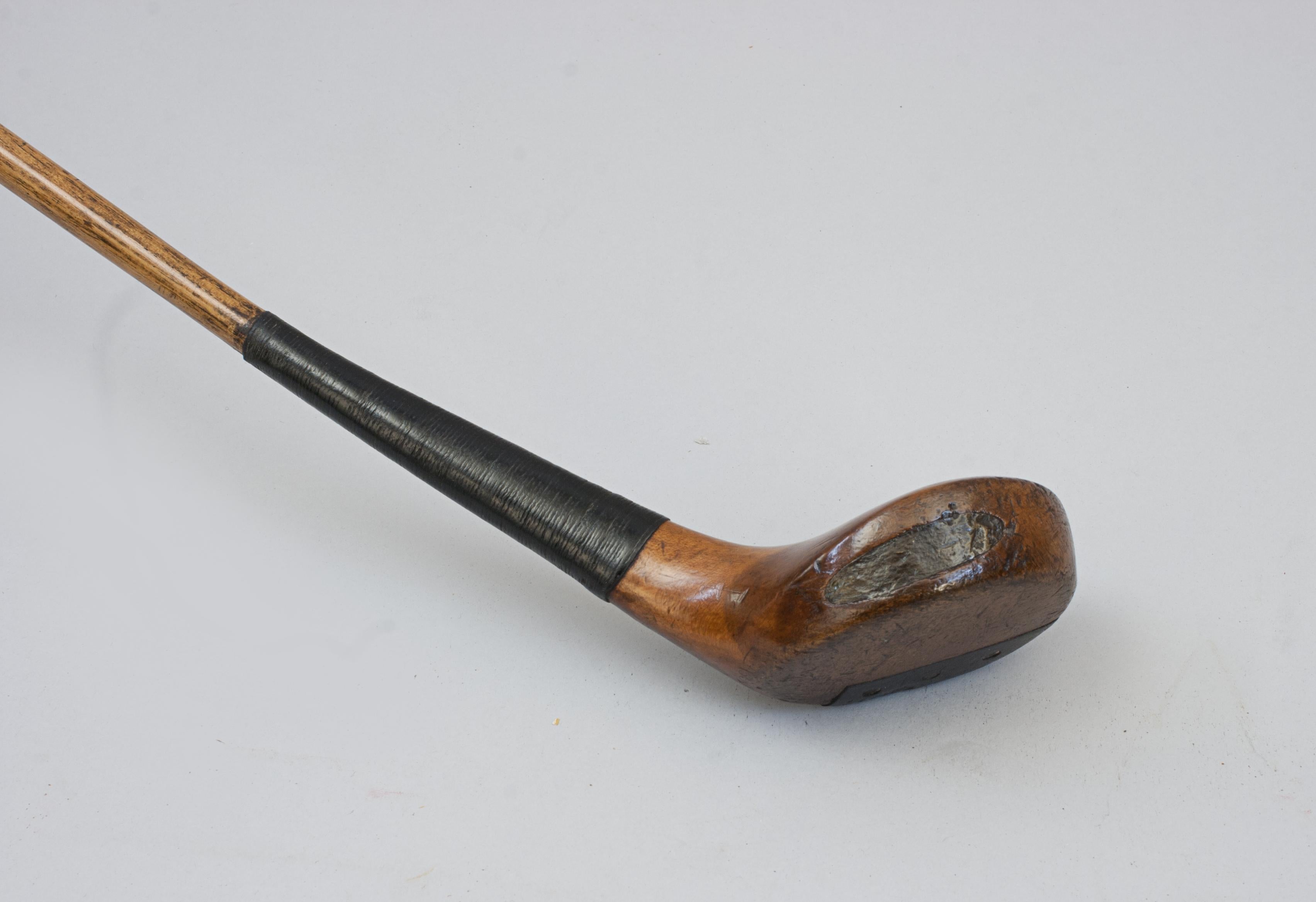 A Persimmon Wood Golf Club, Driver With Scared Head. For Sale 5