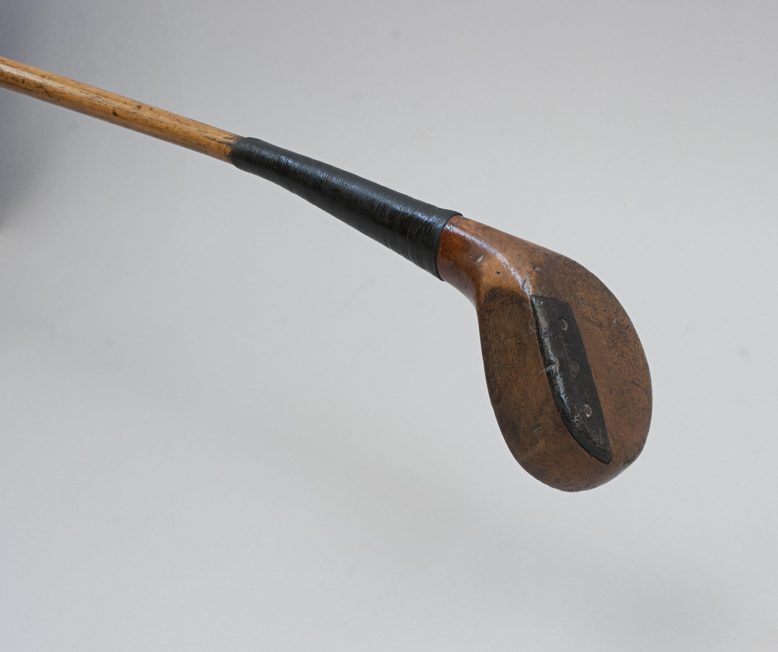 A Persimmon Wood Golf Club, Driver With Scared Head. For Sale 4
