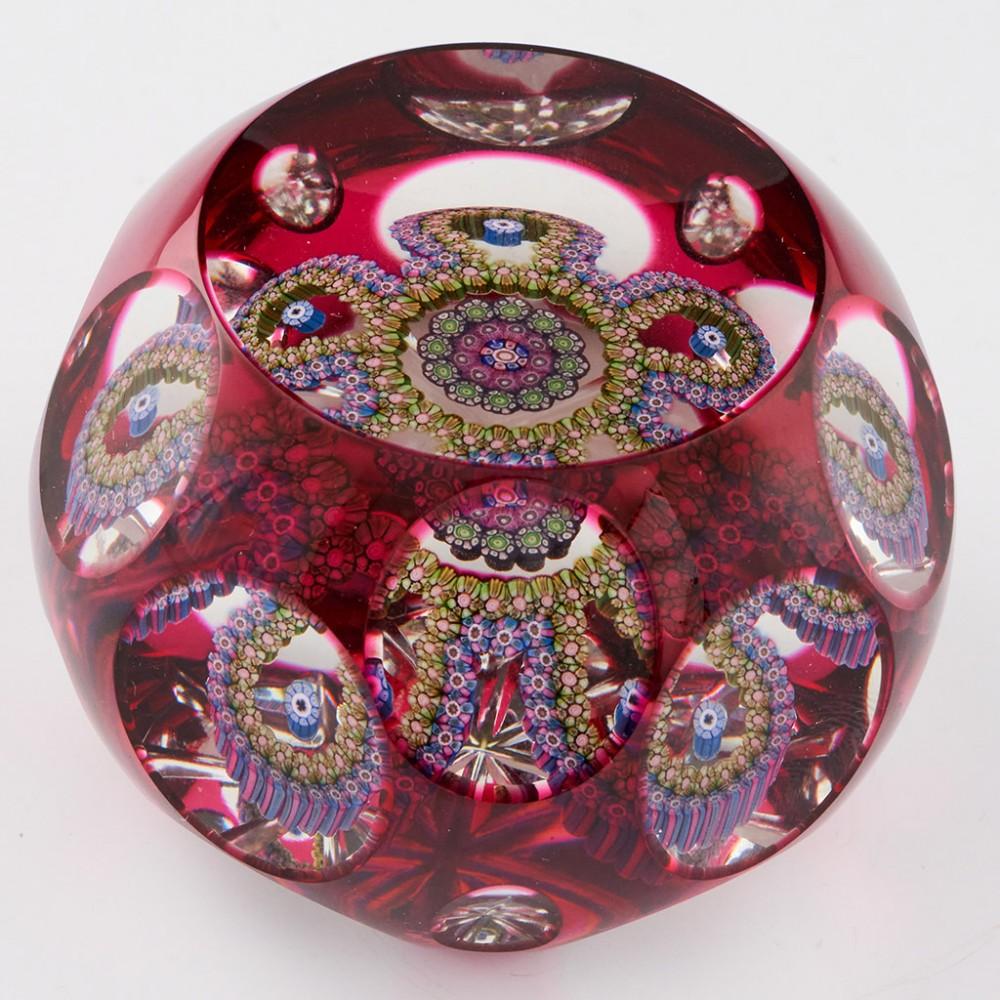Scottish A Perthshire Magnum Overlaid Garland Paperweight, 1992 For Sale